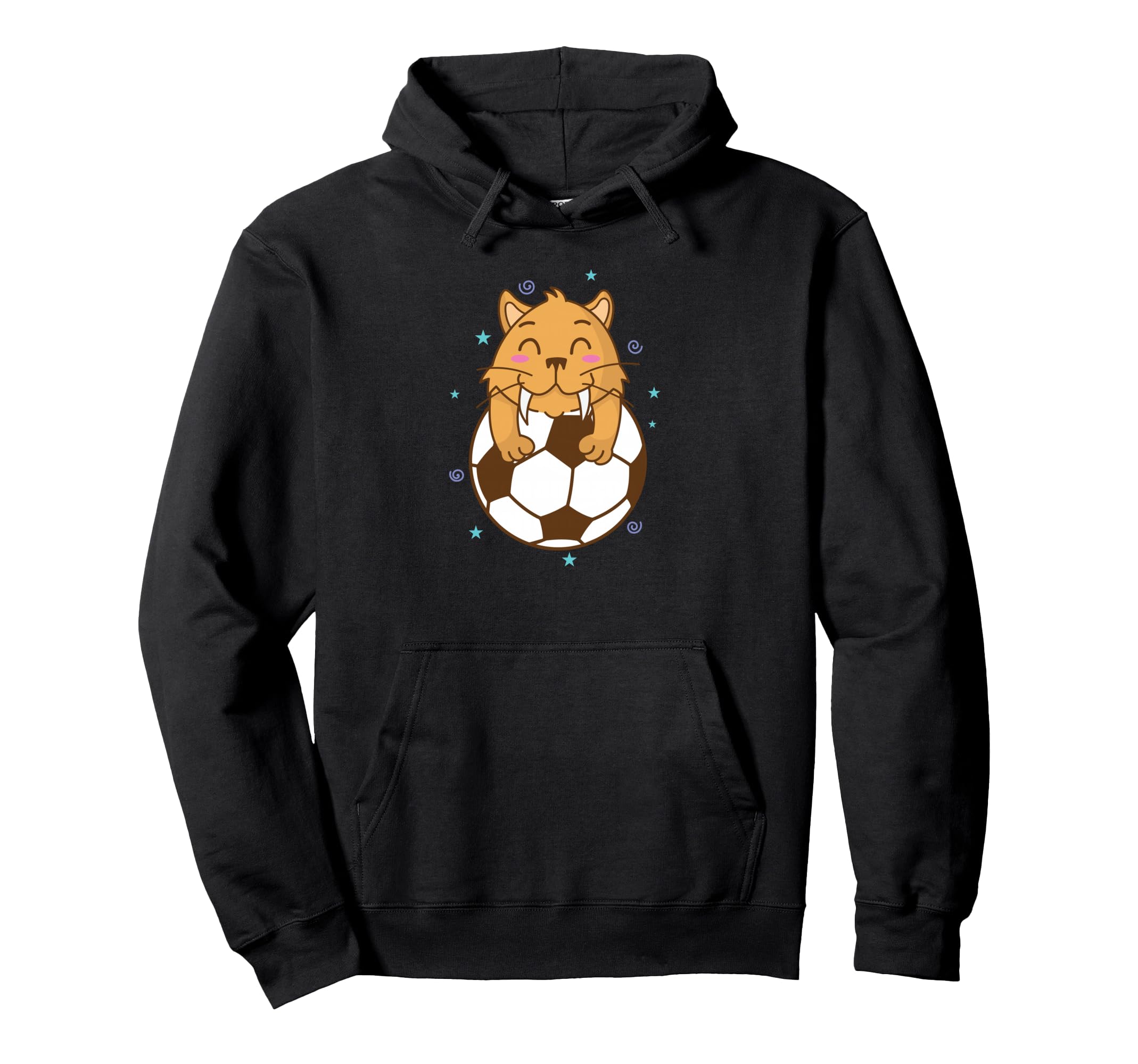 Saber Toothed Tiger Loves Soccer Wild Hoodie - Casual Everyday Wear Unisex - T-Shirt, Sweatshirt, Hoodie