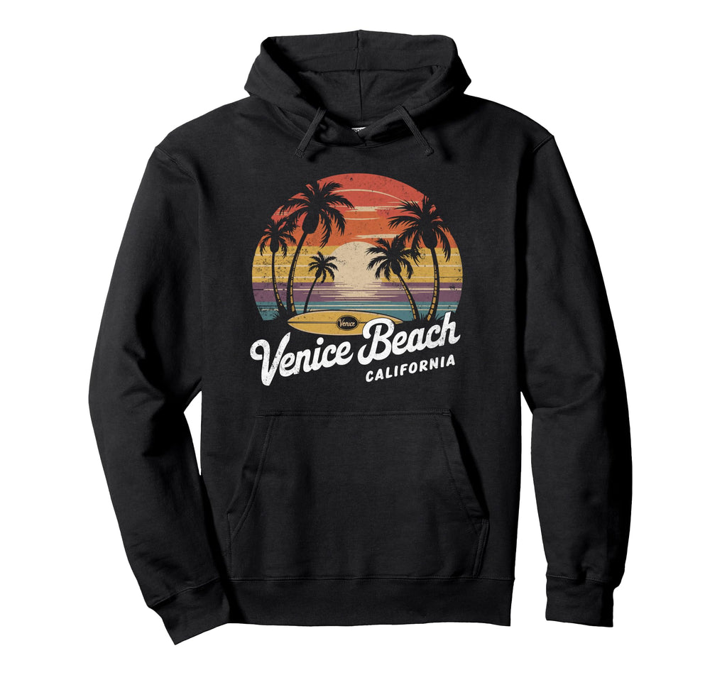 Venice Beach California Sunset Surf Hoodie - Fun Novelty Design Men Women - T-Shirt, Sweatshirt, Hoodie