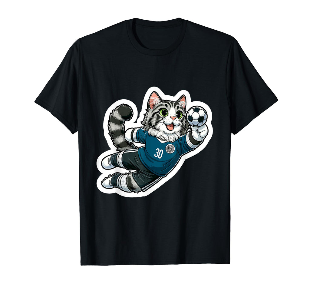 Sport Maine Coon Goalkeeper Soccer T-Shirt - Custom Art Print for Adults - T-Shirt, Sweatshirt, Hoodie