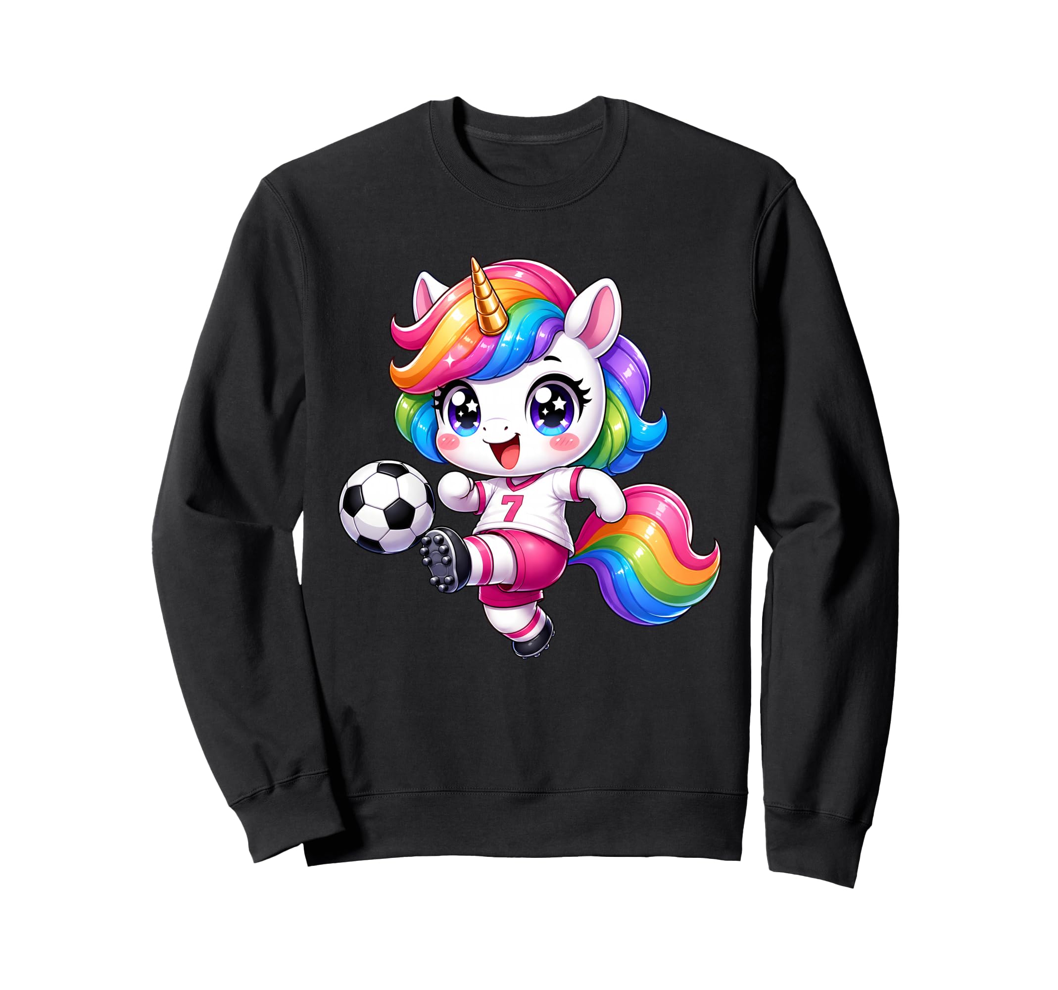 Kawaii Unicorn Playing Soccer Sweatshirt - Trendy Graphic for Adults - T-Shirt, Sweatshirt, Hoodie