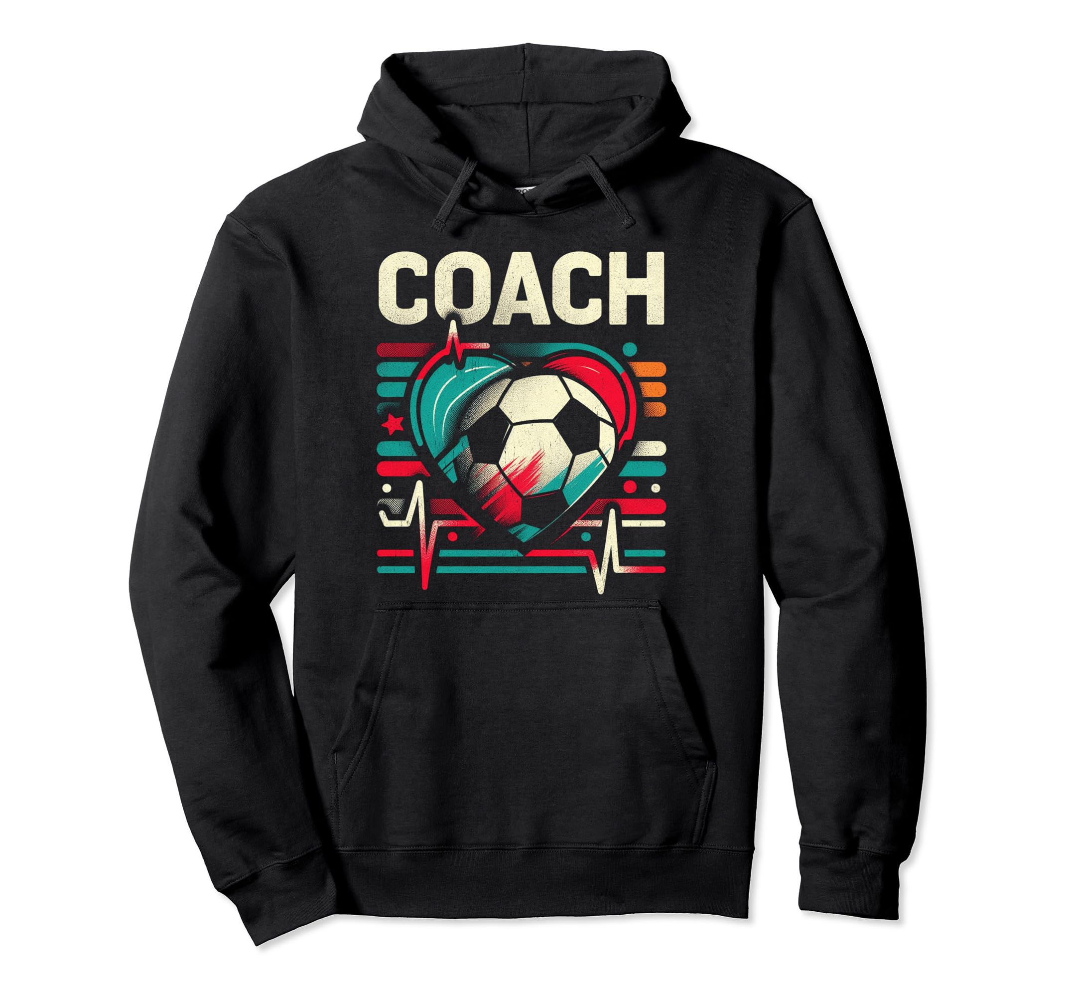 Soccer Coach Training Heart Beat Football Hoodie - Novelty Apparel Unisex - T-Shirt, Sweatshirt, Hoodie