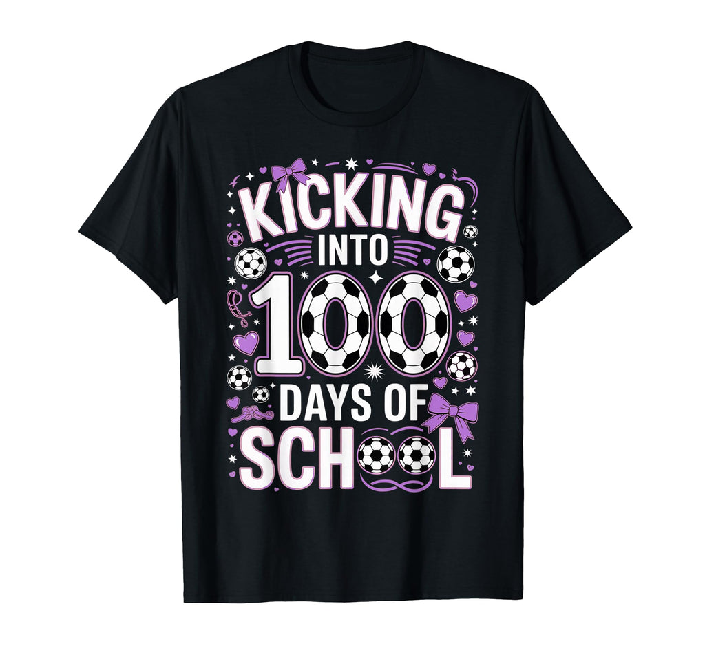100 Days School Soccer Coquette Bow T-Shirt - Streetwear Style for Adults - T-Shirt, Sweatshirt, Hoodie