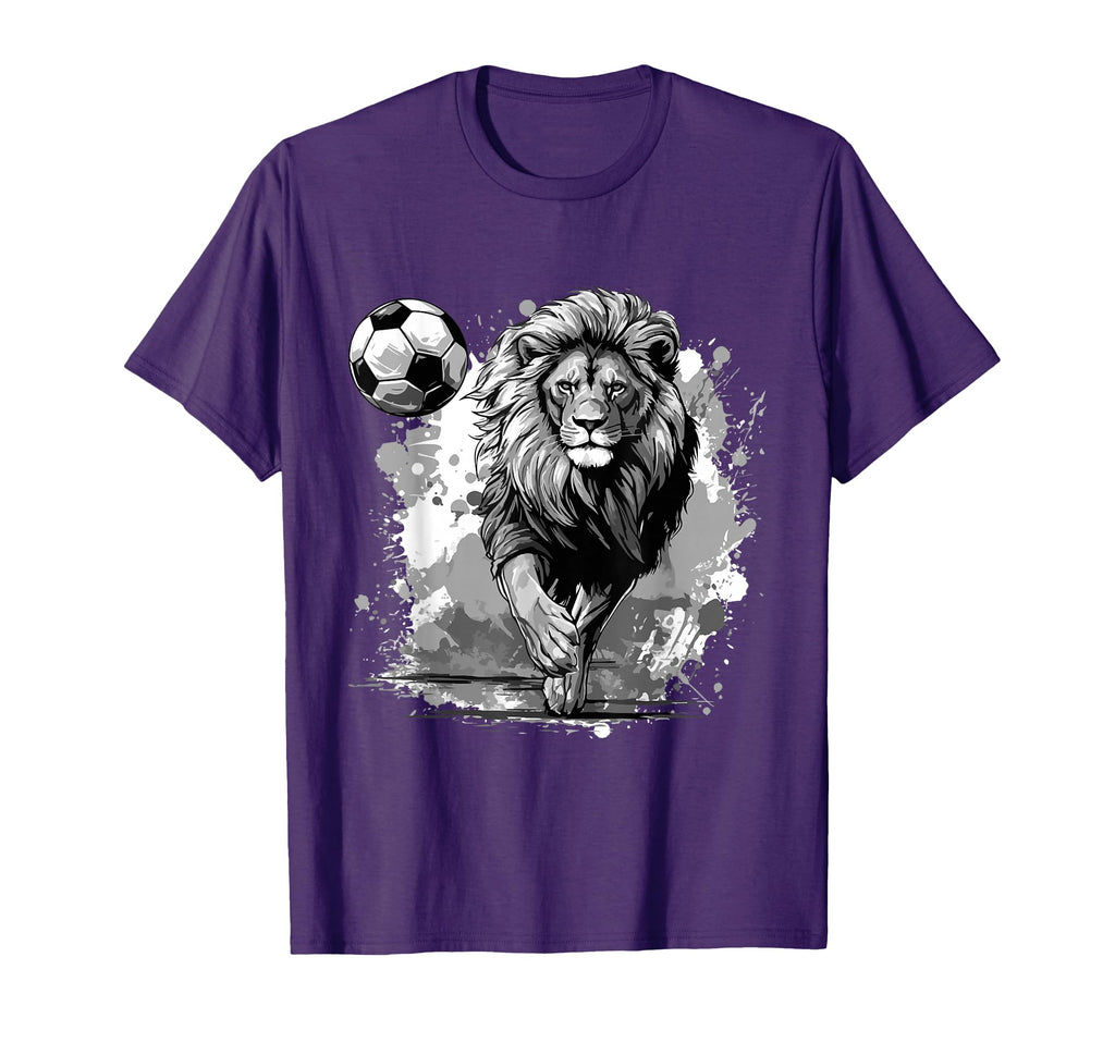 Lion Playing Soccer Sports Team T-Shirt - Aesthetic Graphic Men Women - T-Shirt, Sweatshirt, Hoodie