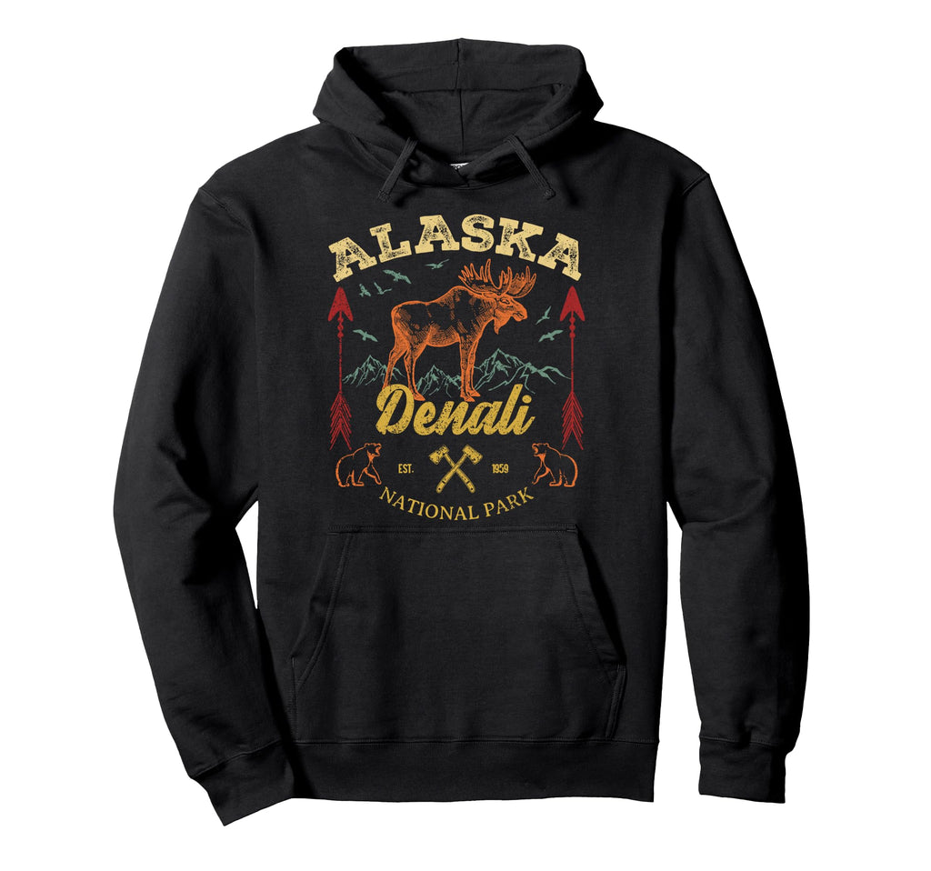 Denali National Park Alaska Moose Hoodie - Novelty Apparel Unisex - T-Shirt, Sweatshirt, Hoodie