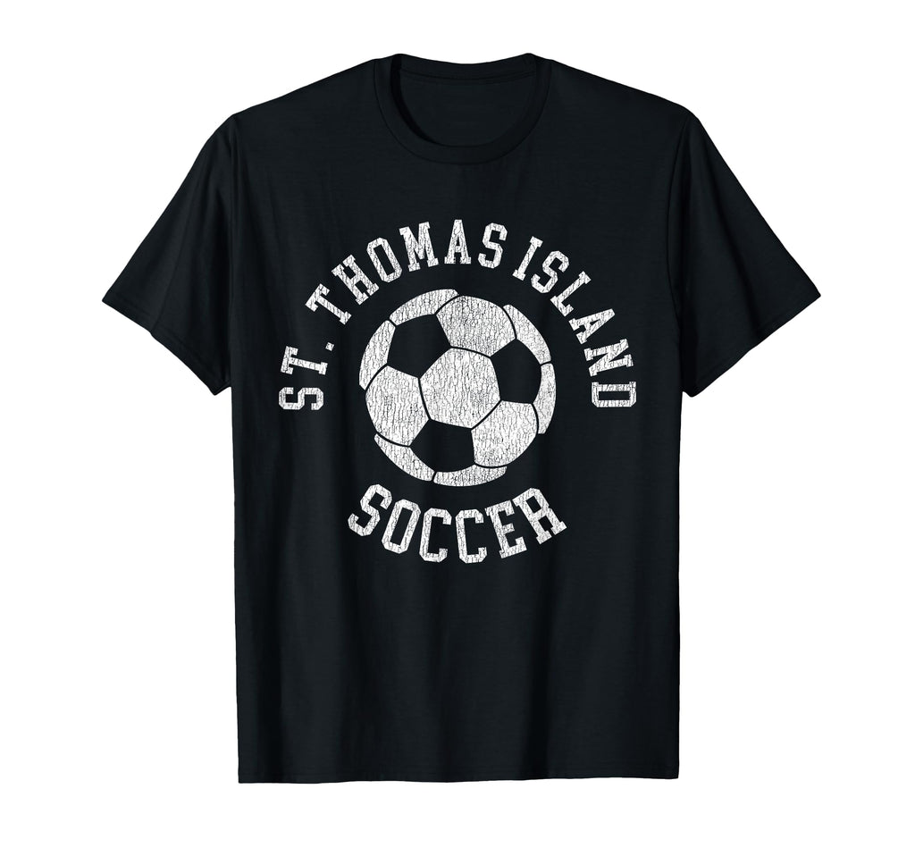 St Thomas Island Soccer Distressed 90S T-Shirt - Novelty Apparel for Adults - T-Shirt, Sweatshirt, Hoodie