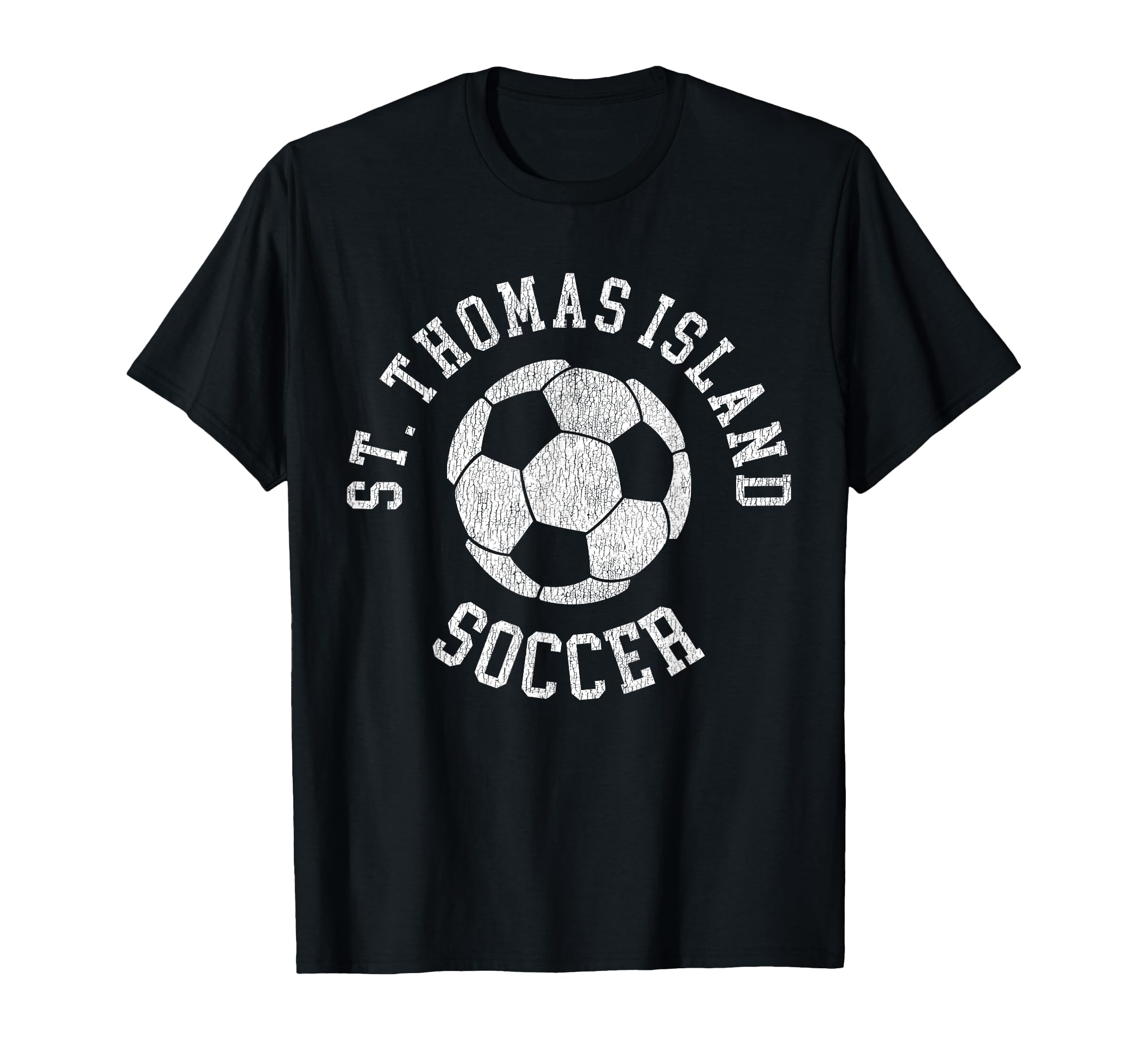 St Thomas Island Soccer Distressed 90S T-Shirt - Novelty Apparel for Adults - T-Shirt, Sweatshirt, Hoodie