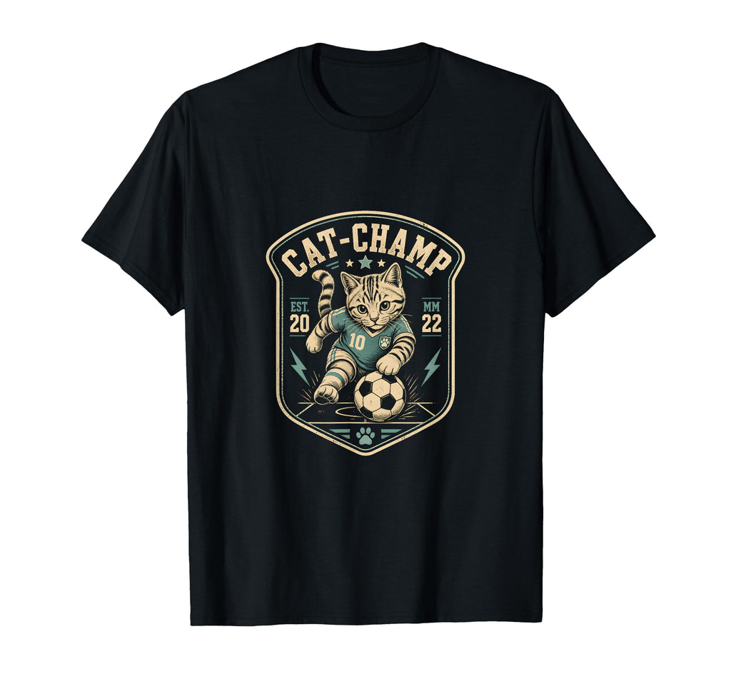 Soccer Cat Illustration Soccer Ball T-Shirt - Unique Graphic Unisex - T-Shirt, Sweatshirt, Hoodie