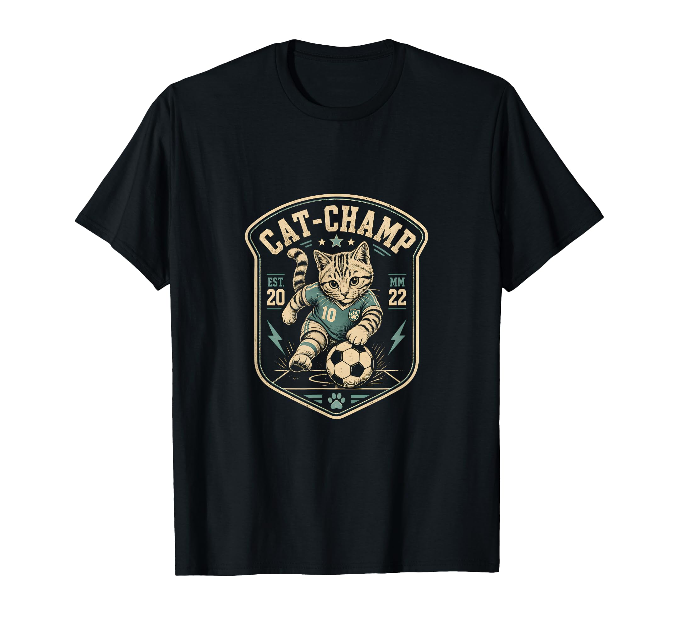 Soccer Cat Illustration Soccer Ball T-Shirt - Unique Graphic Unisex - T-Shirt, Sweatshirt, Hoodie