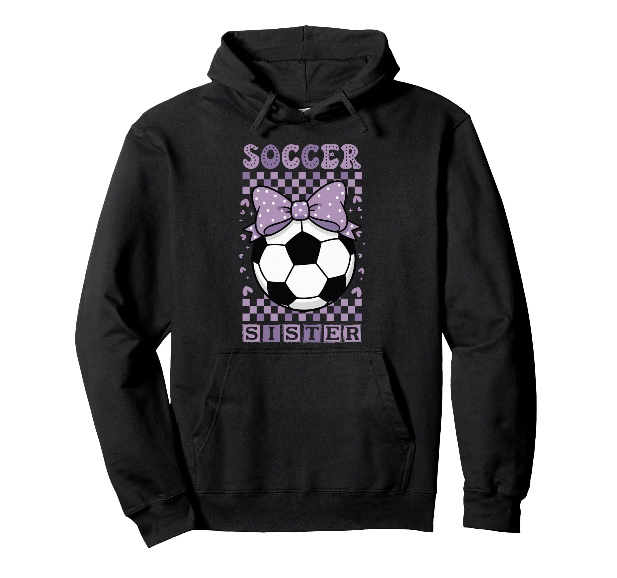 Soccer Sister Ball Purple Coquette Bow Hoodie - Unique Graphic Men Women - T-Shirt, Sweatshirt, Hoodie