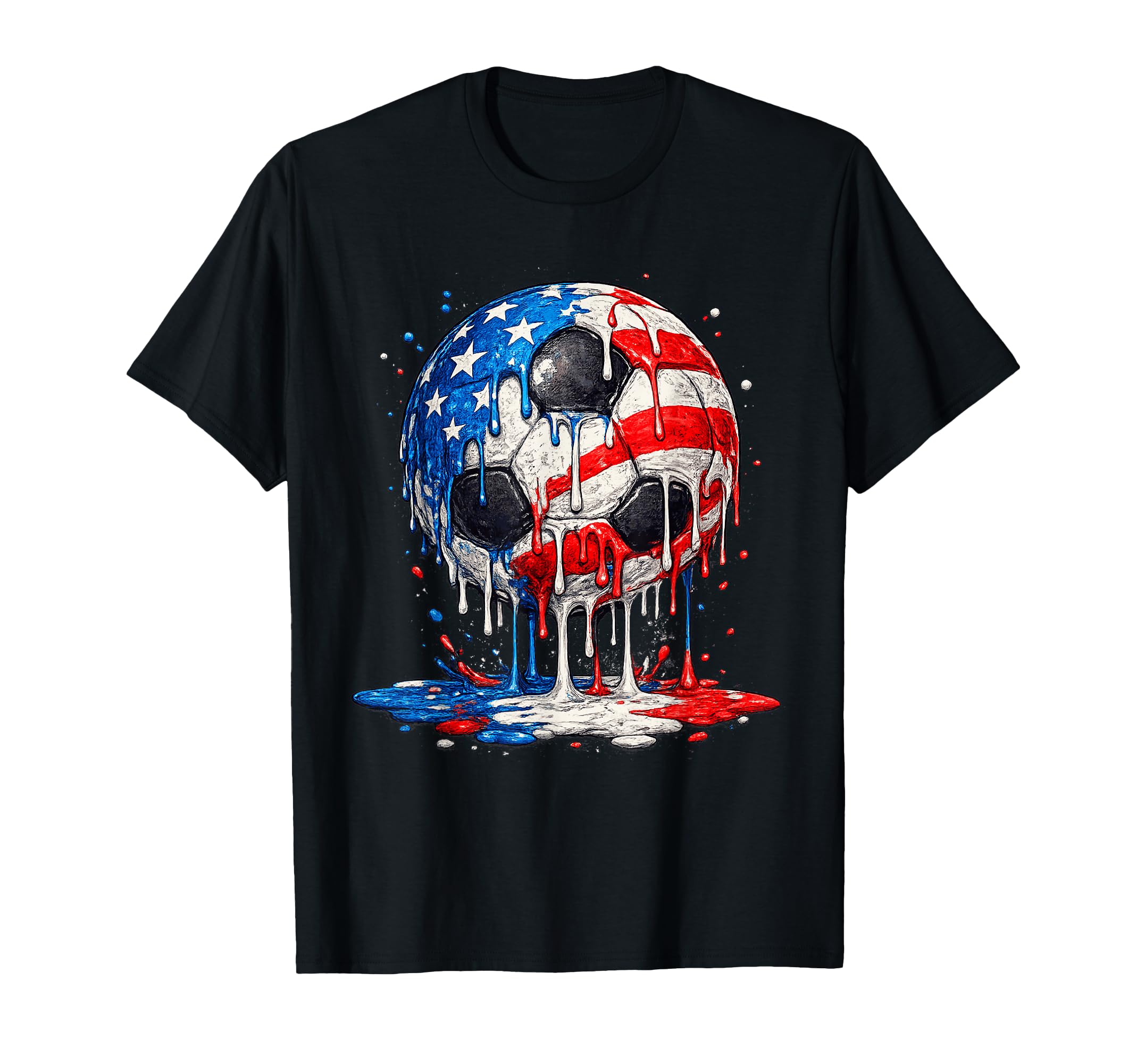Soccer Drip Ice Cream American Flag 4Th T-Shirt - Custom Art Print Unisex - T-Shirt, Sweatshirt, Hoodie