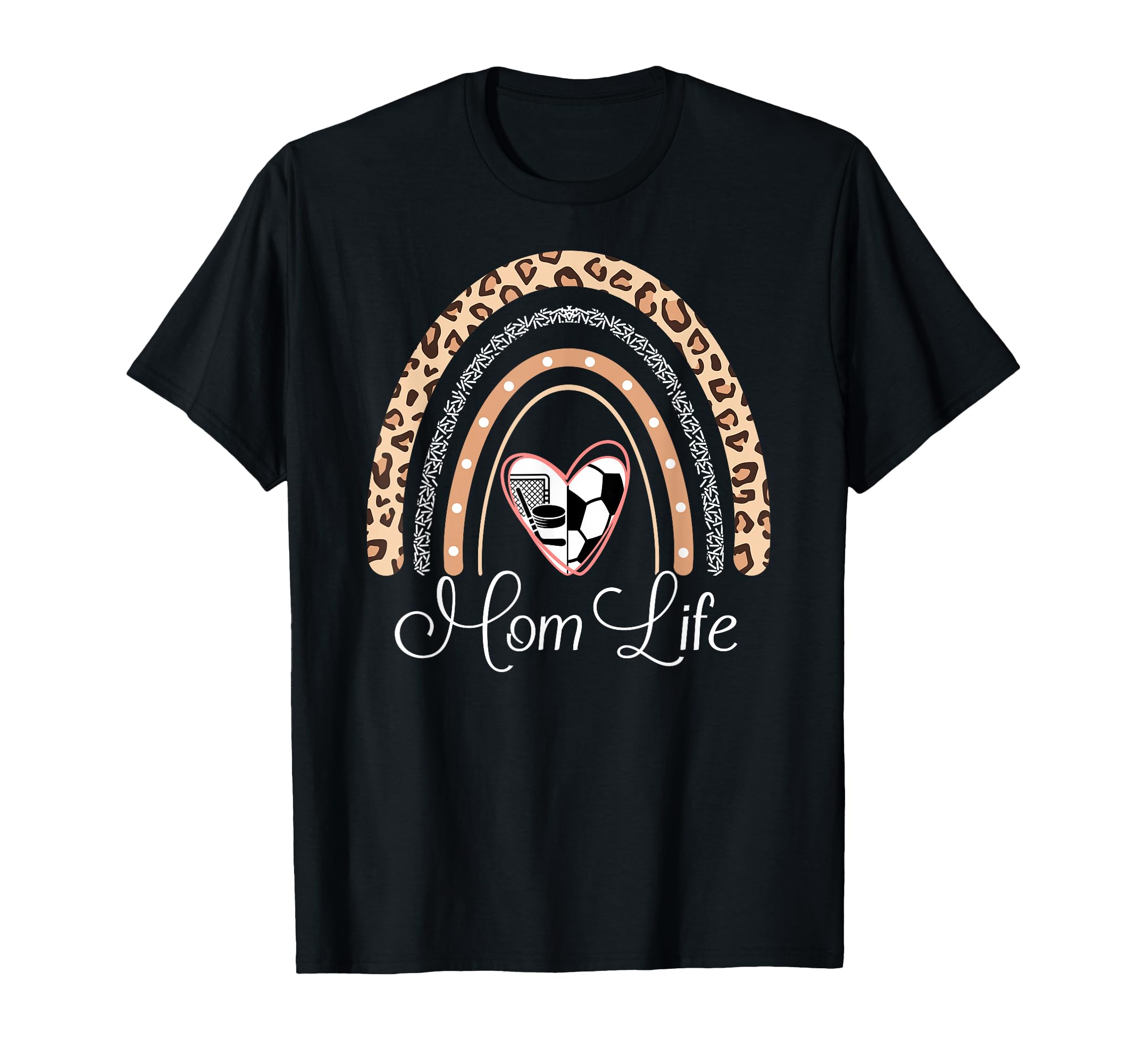 Mom Life Boho Rainbow Funny Soccer Hockey T-Shirt - Unique Graphic Unisex - T-Shirt, Sweatshirt, Hoodie