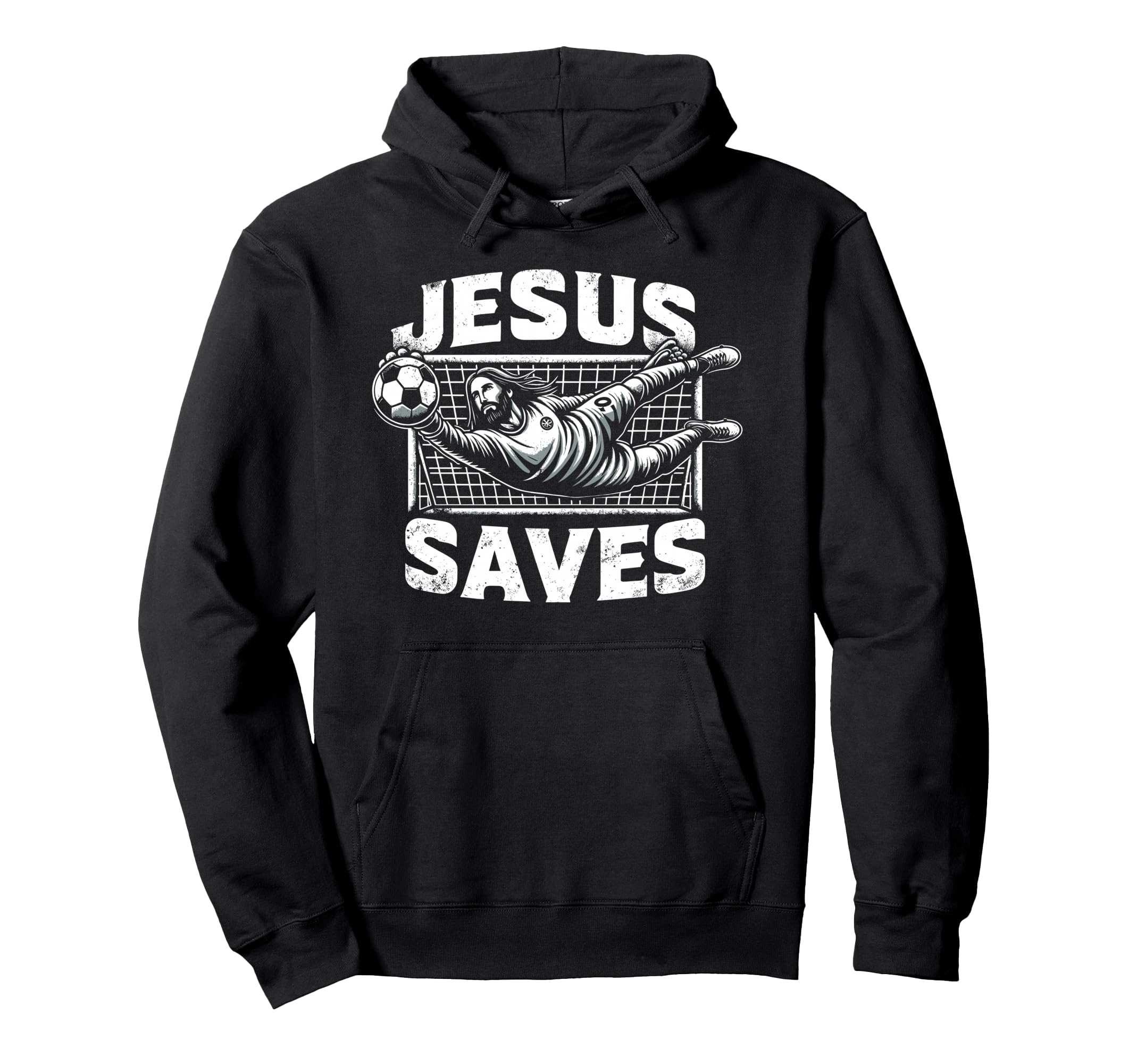 Jesus Saves Soccer Goalie Hoodie - Minimalist Print Unisex - T-Shirt, Sweatshirt, Hoodie