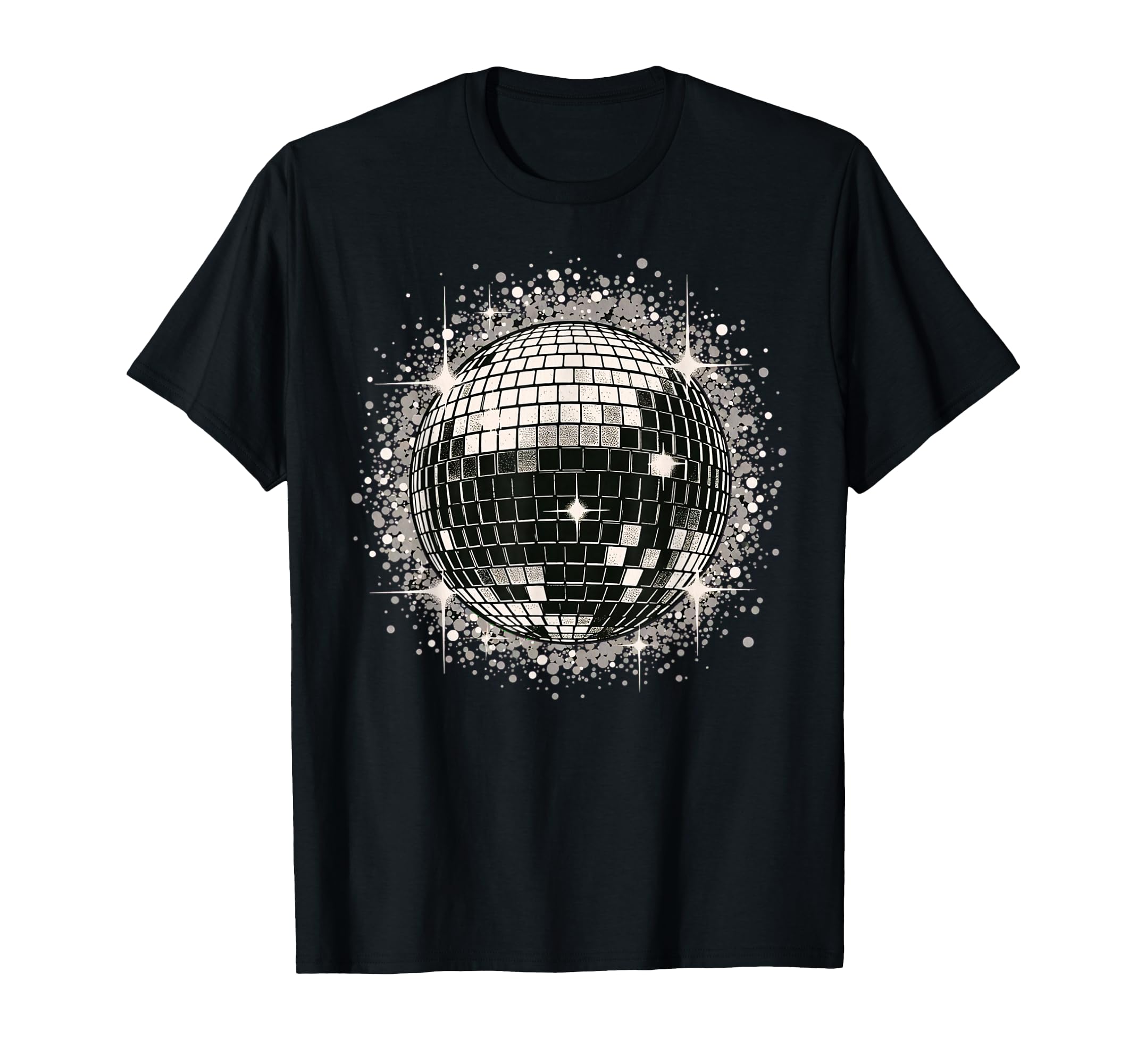 Black White Disco Ball Party T-Shirt - Custom Art Print Unisex - T-Shirt, Sweatshirt, Hoodie