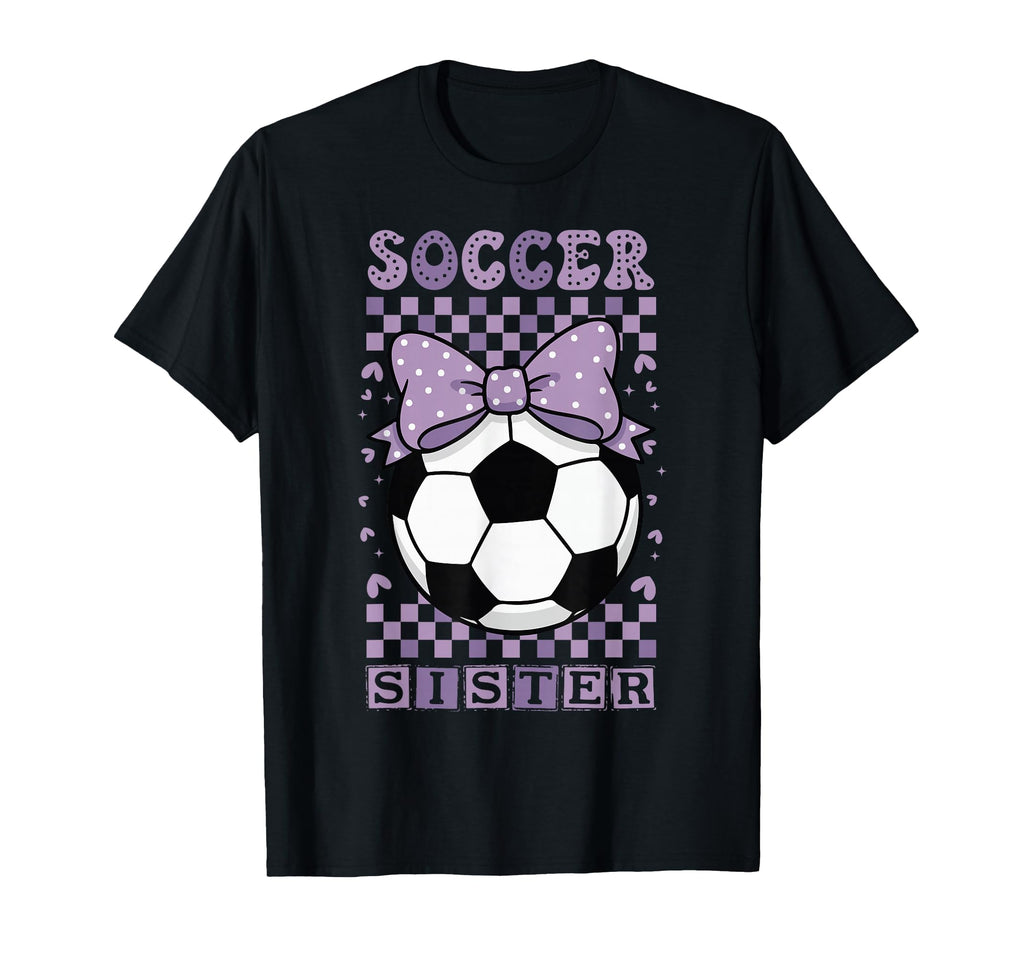 Soccer Sister Ball Purple Coquette Bow T-Shirt - Graphic Print for Adults - T-Shirt, Sweatshirt, Hoodie