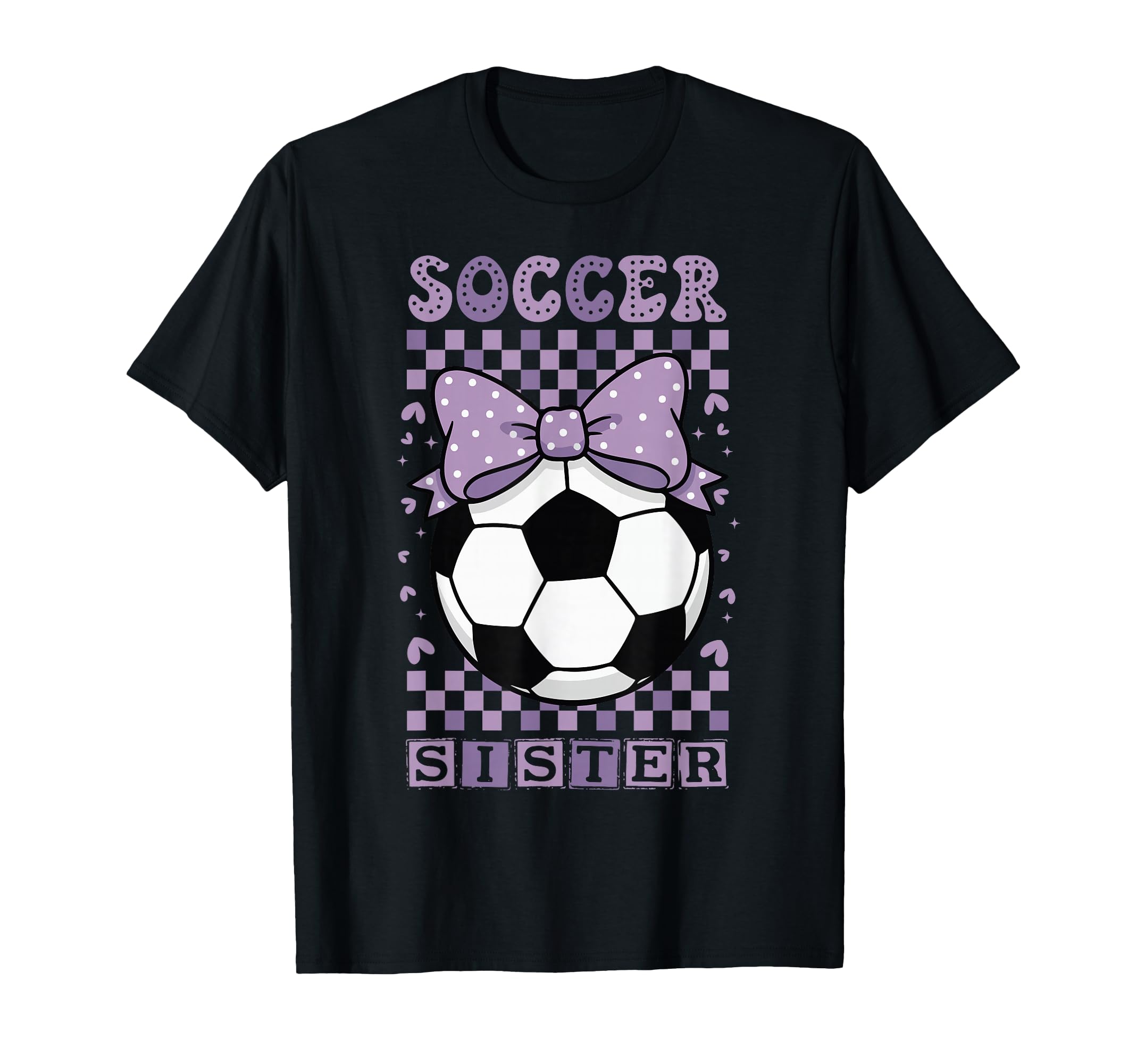 Soccer Sister Ball Purple Coquette Bow T-Shirt - Graphic Print for Adults - T-Shirt, Sweatshirt, Hoodie