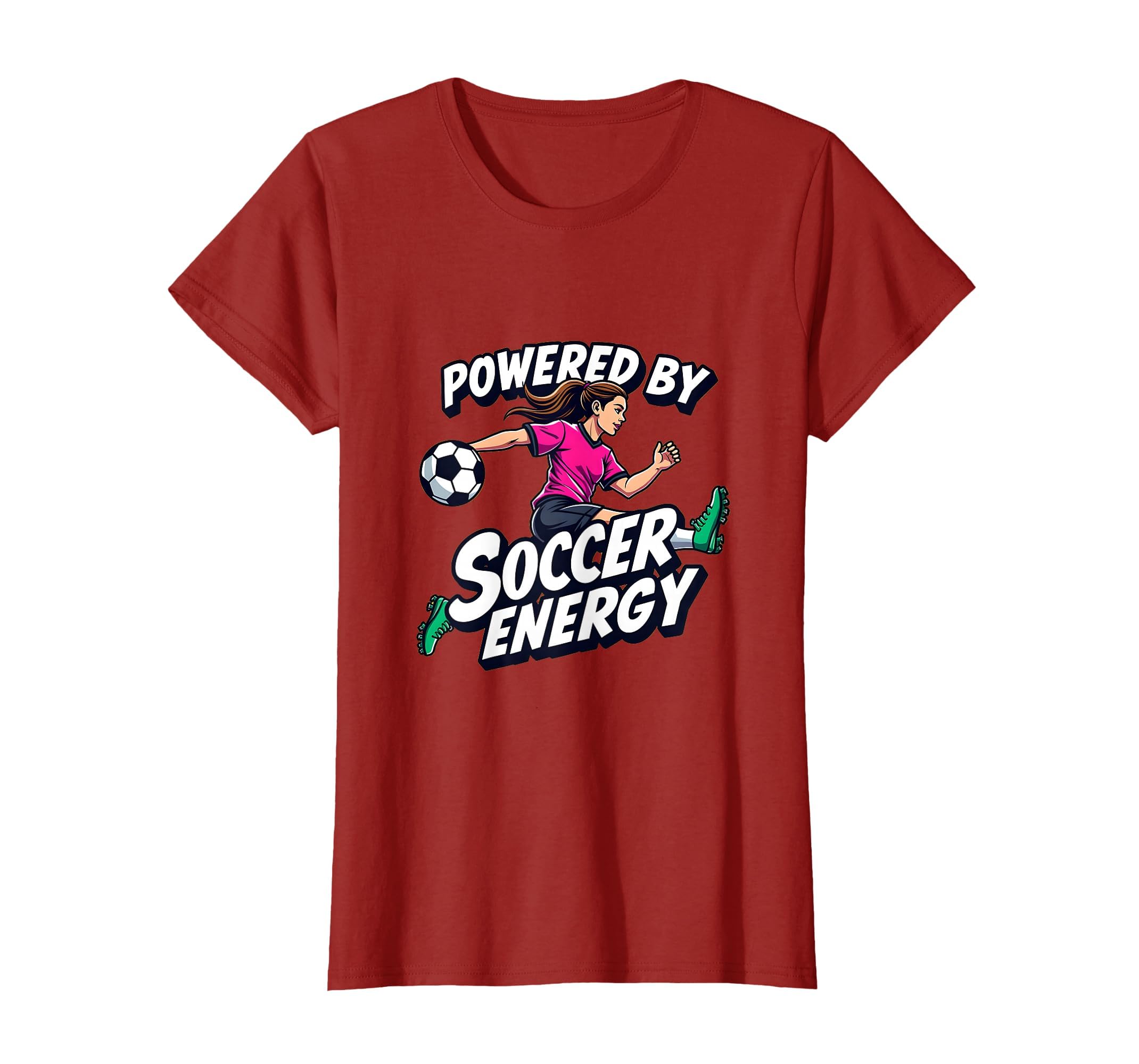 Powered Soccer Energy Womens T-Shirt - Novelty Apparel for Adults - T-Shirt, Sweatshirt, Hoodie