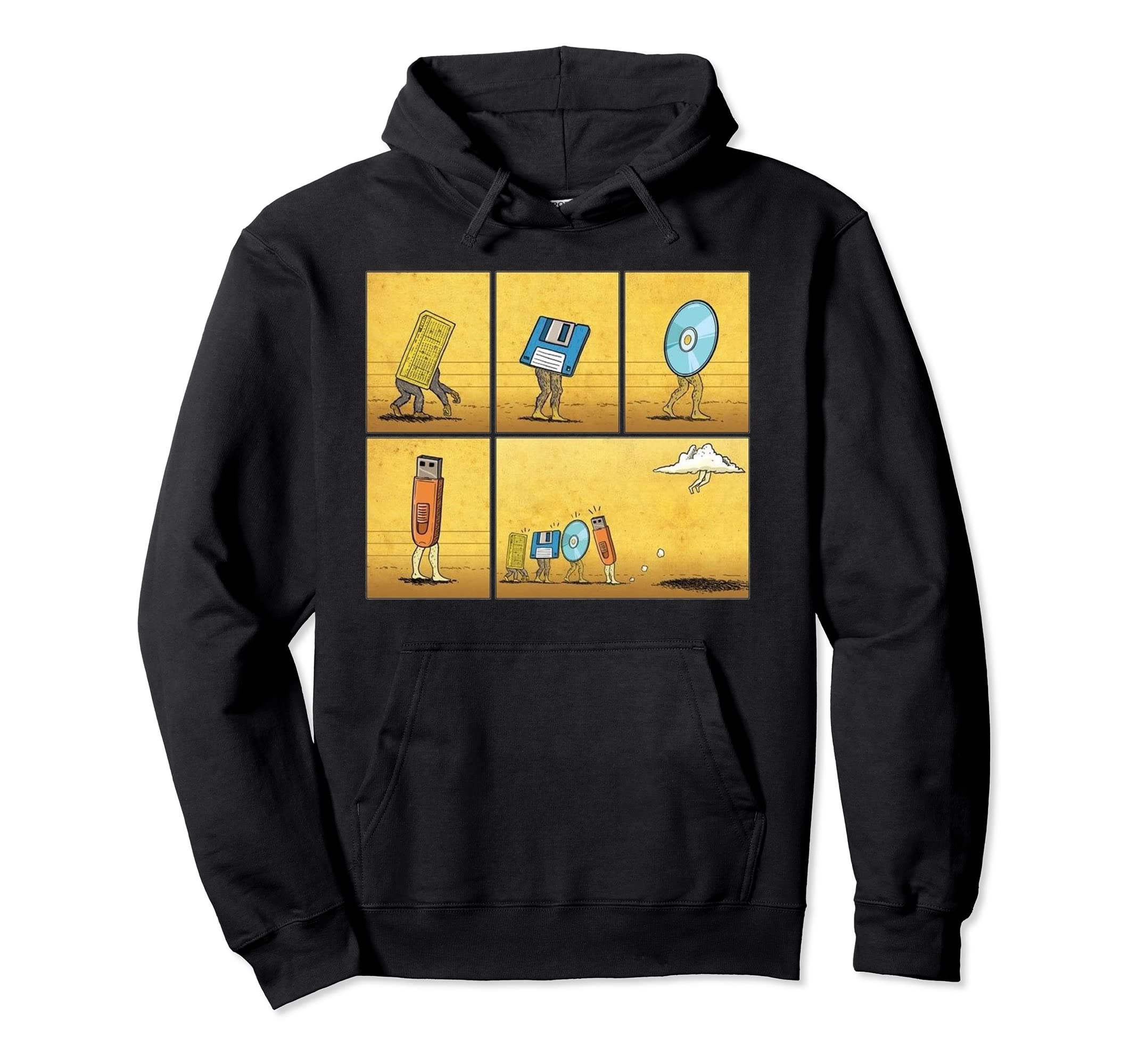 Evolution Funny Cassette Tape Vcr Floppy Hoodie - Graphic Print Men Women - T-Shirt, Sweatshirt, Hoodie