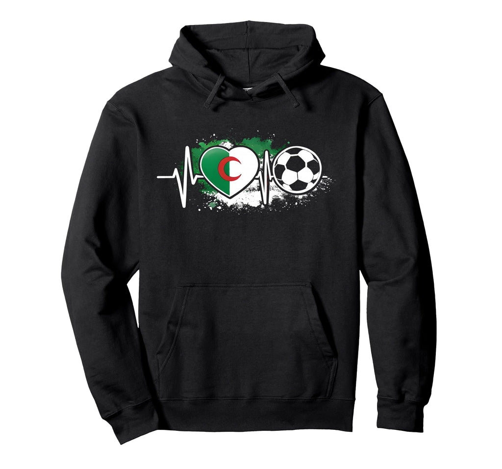 Algerian Soccer Heartbeat Flag Football Hoodie - Novelty Apparel Unisex - T-Shirt, Sweatshirt, Hoodie