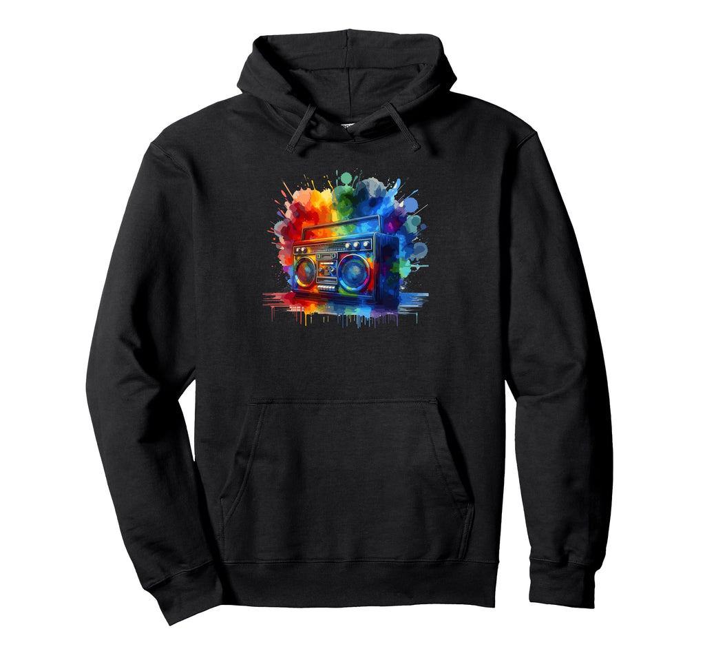 Splash Art Boombox Old School 80S Music Hoodie - Aesthetic Graphic Unisex - T-Shirt, Sweatshirt, Hoodie