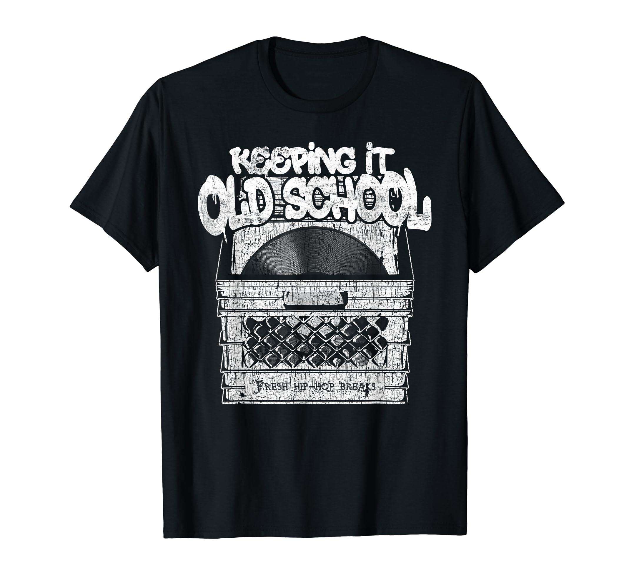 Keeping It Old School Vinyl Record Crate T-Shirt - Minimalist Print Unisex - T-Shirt, Sweatshirt, Hoodie