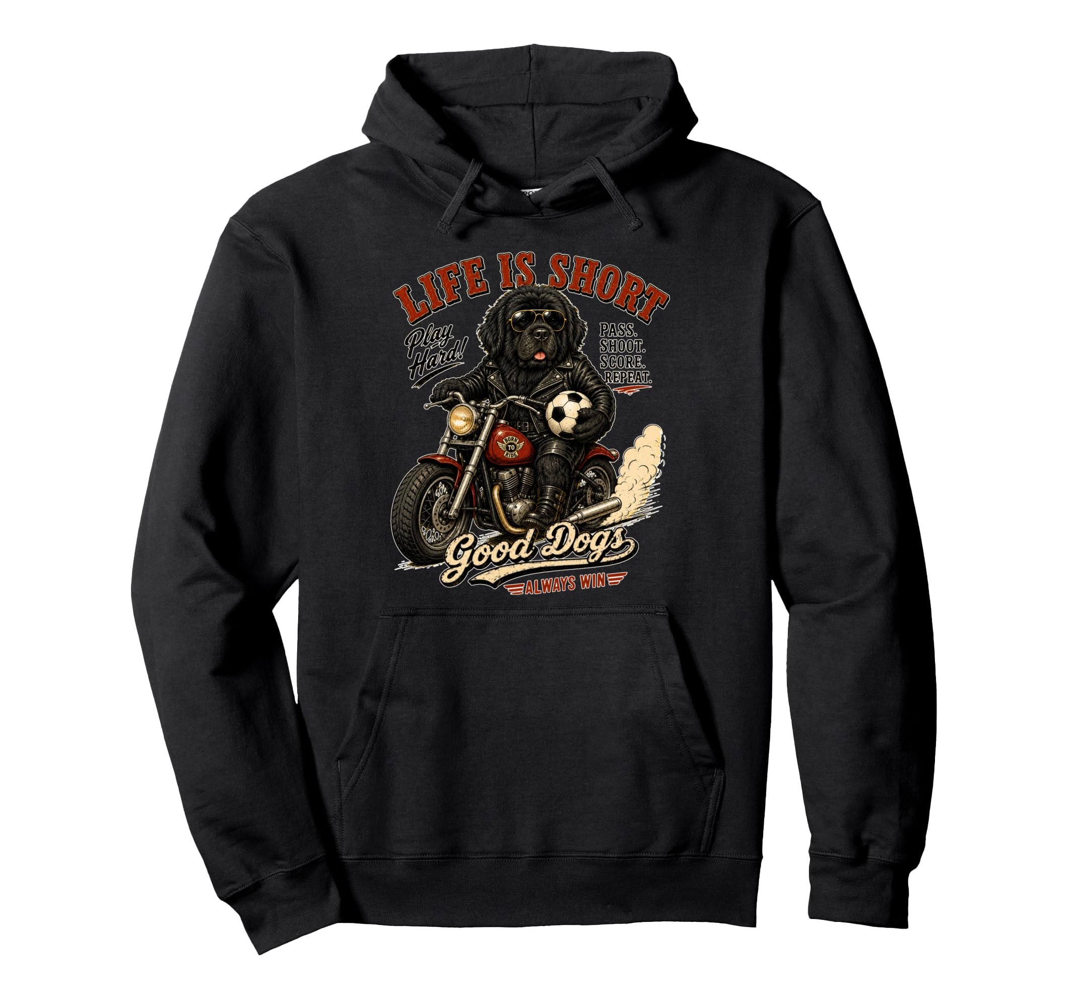 Newfoundland Motorbike Love Footbal Hoodie - Aesthetic Graphic Men Women - T-Shirt, Sweatshirt, Hoodie