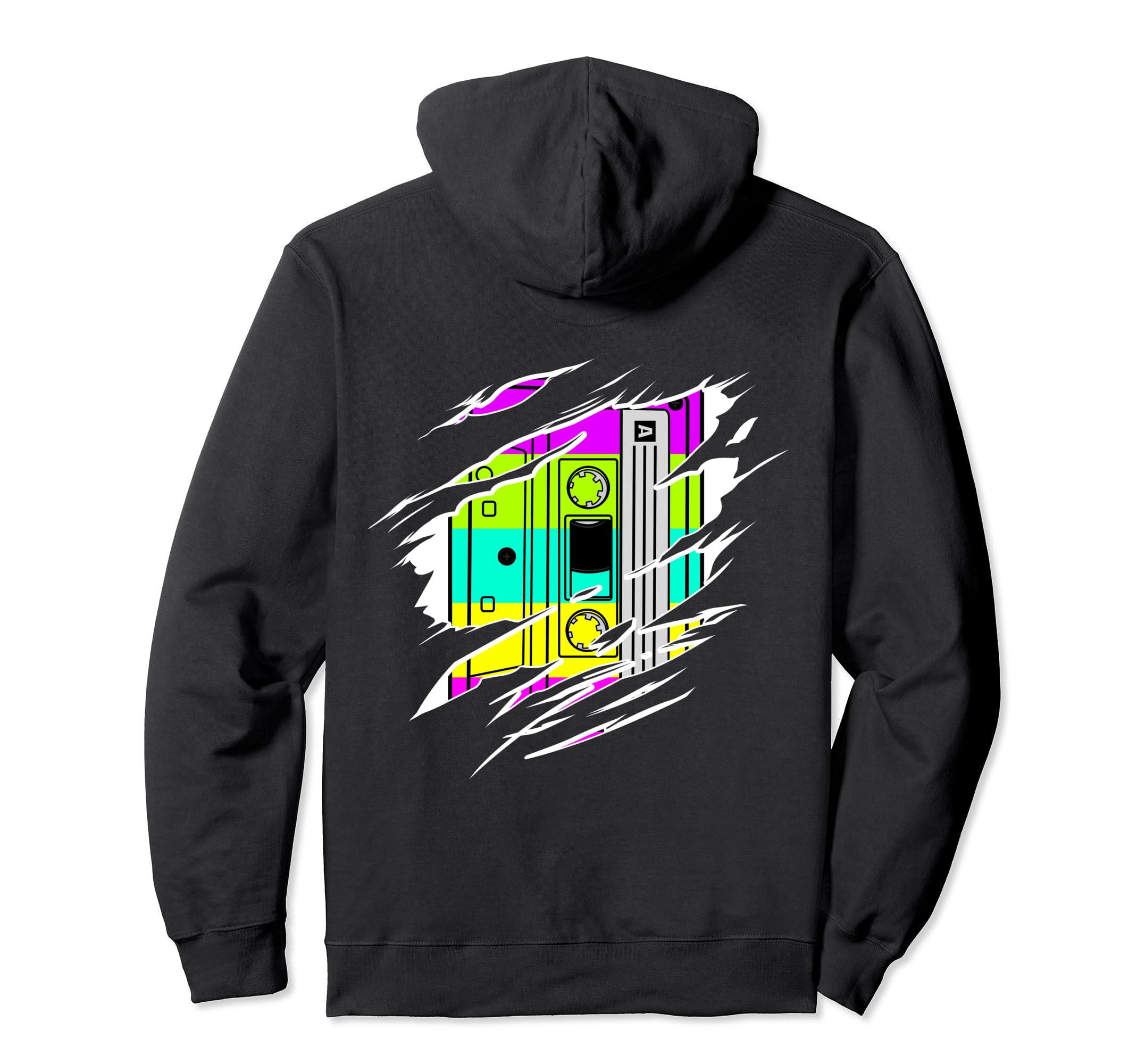 Cassette Tape Ripped Torn Hoodie - Trendy Graphic Unisex - T-Shirt, Sweatshirt, Hoodie