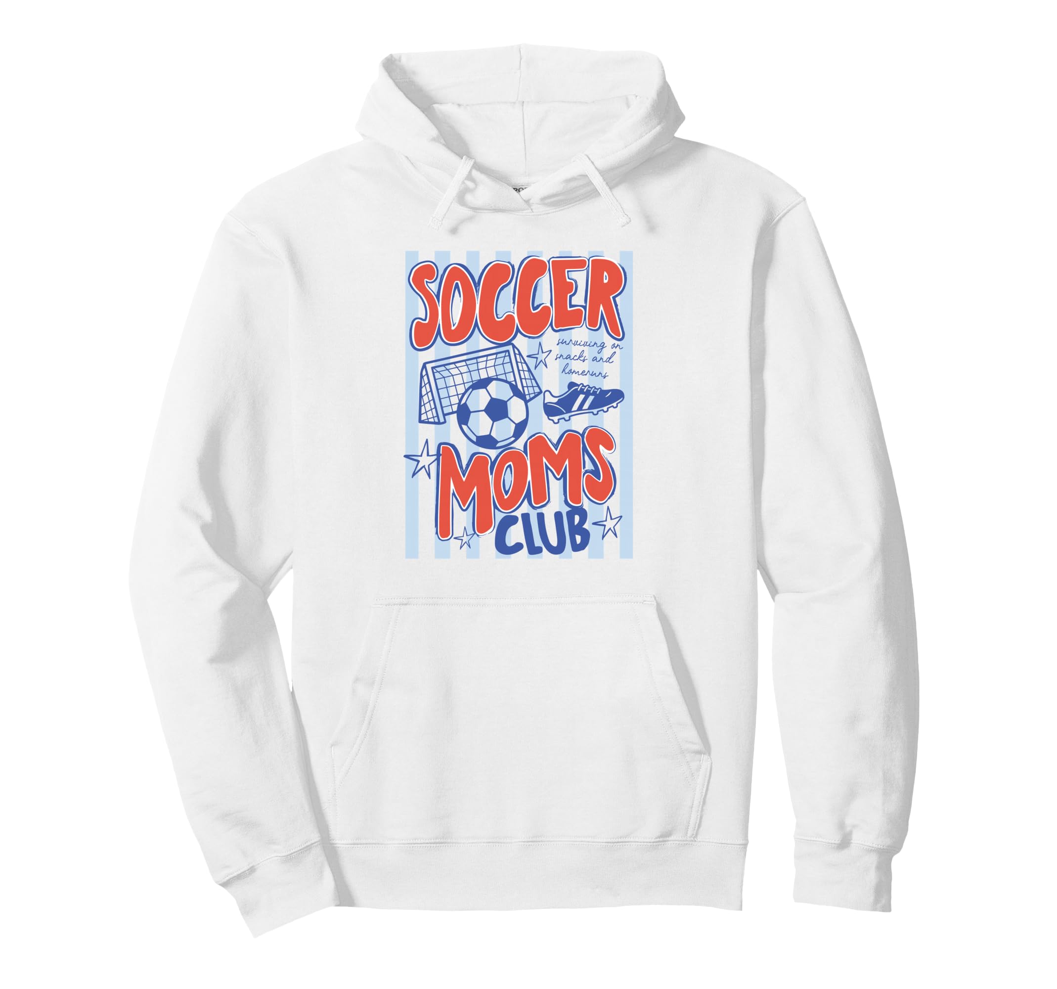Striped Soccer Moms Club Surviving Snacks Hoodie - Unique Graphic Unisex - T-Shirt, Sweatshirt, Hoodie