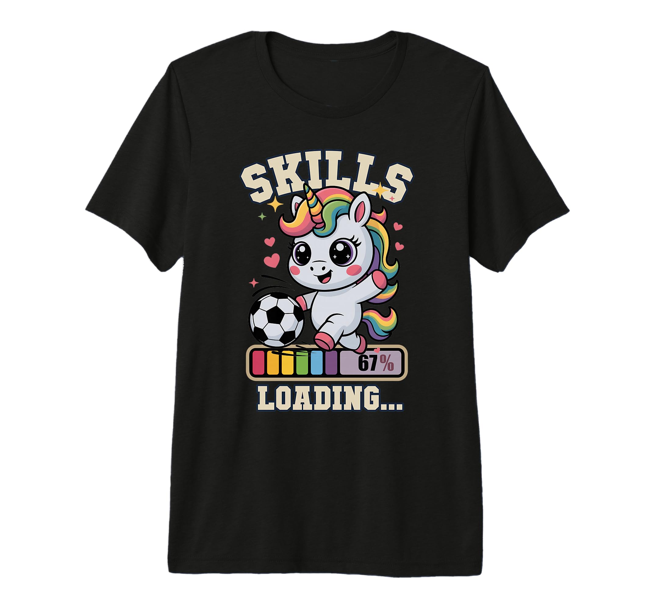 Kawaii Skills Loading Soccer Unicorn T-Shirt - Aesthetic Graphic Unisex - T-Shirt, Sweatshirt, Hoodie