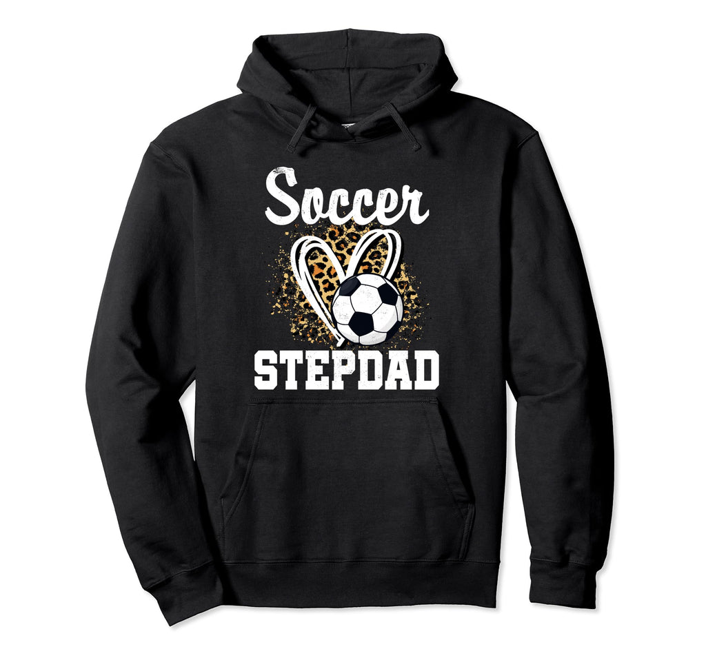 Soccer Stepdad Leopard Heart Matching Family Hoodie - Graphic Print Unisex - T-Shirt, Sweatshirt, Hoodie