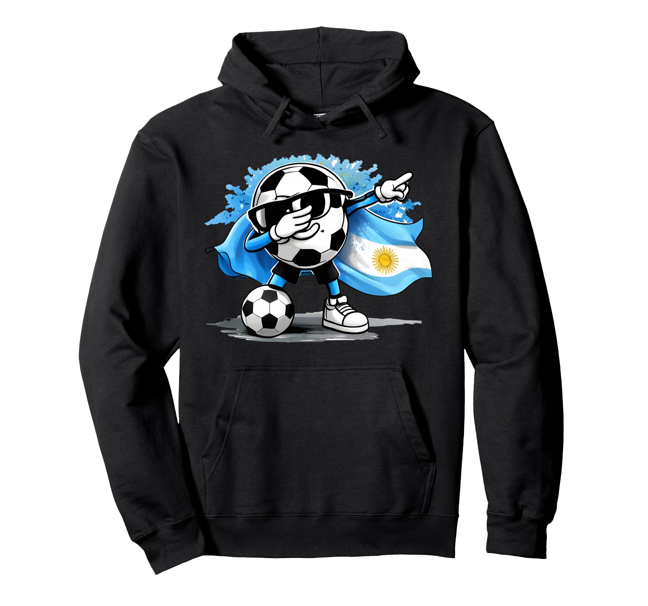 Dabbing Ball Soccer Argentina Flag Hoodie - Casual Everyday Wear Men Women - T-Shirt, Sweatshirt, Hoodie