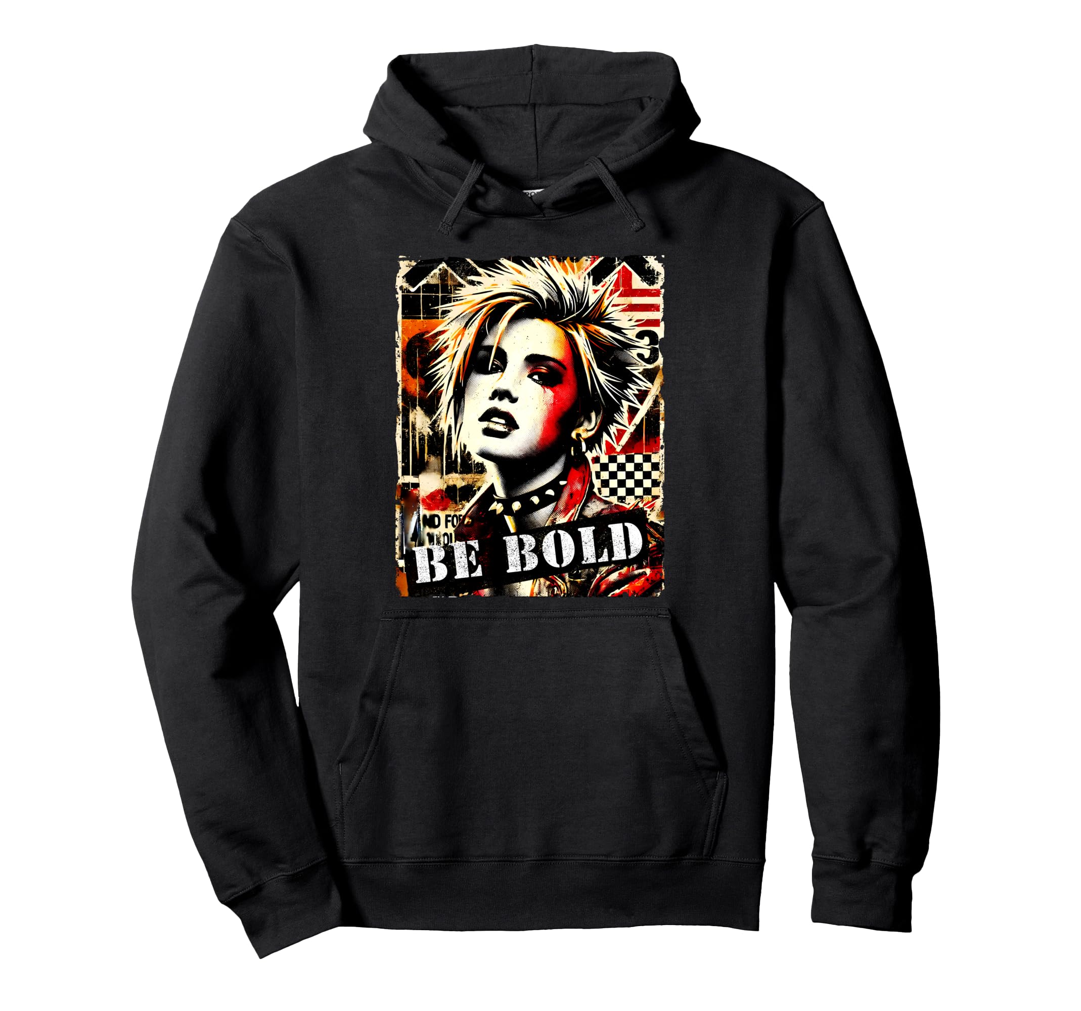 Punk Graffiti 90S Grunge Distressed Hoodie - Fun Novelty Design for Adults - T-Shirt, Sweatshirt, Hoodie