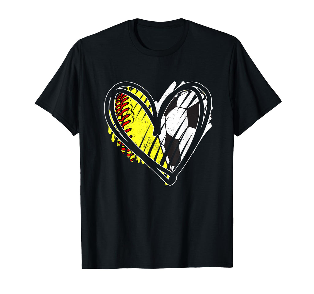 Softball Soccer Ball Heart Love T-Shirt - Unique Graphic Unisex - T-Shirt, Sweatshirt, Hoodie