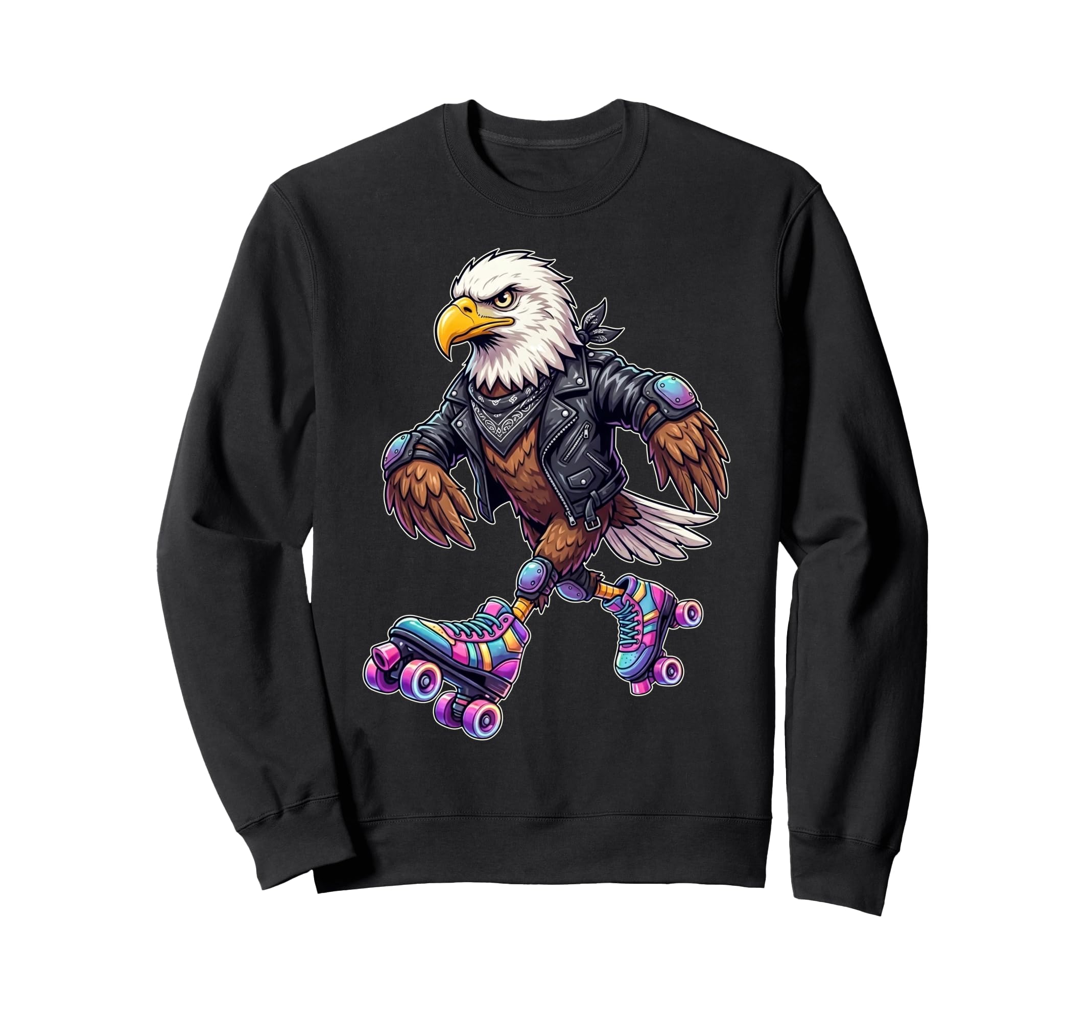 Funny Bald Eagle Roller Skates Skater Sweatshirt - Trendy Graphic Unisex - T-Shirt, Sweatshirt, Hoodie