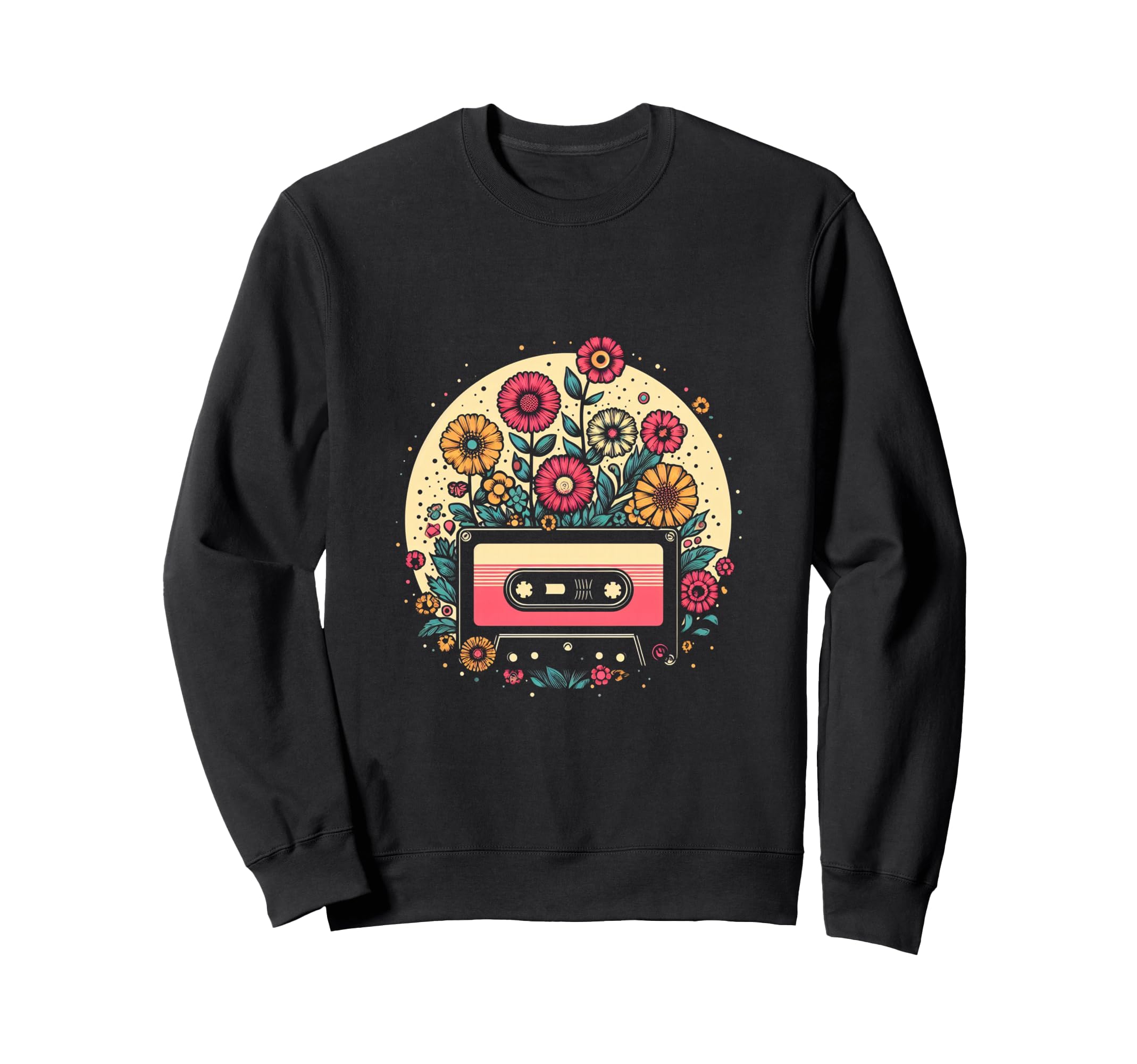Cassette Tape Flowers Sweatshirt - Casual Everyday Wear Men Women - T-Shirt, Sweatshirt, Hoodie