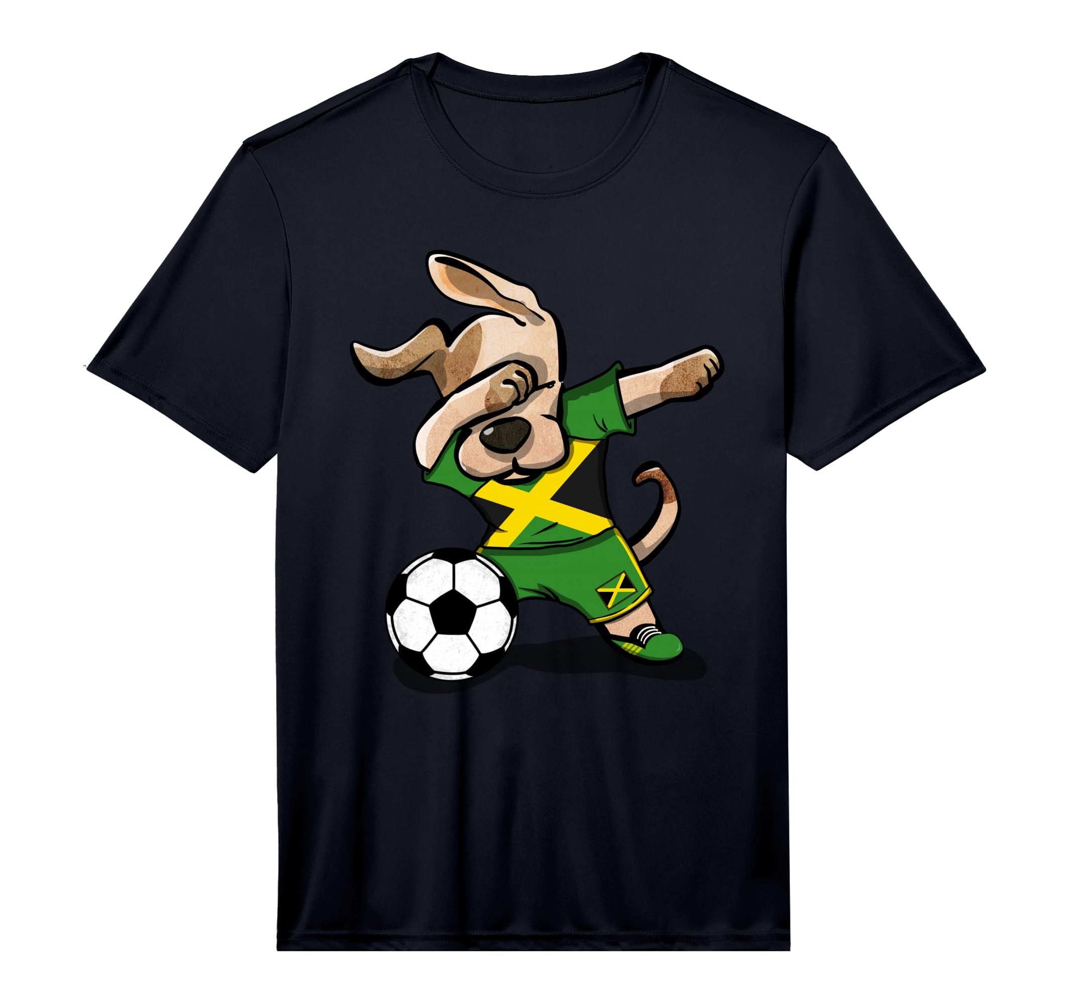 Dabbing Dog Jamaica Soccer Jamaican Flag T-Shirt - Unique Graphic Unisex - T-Shirt, Sweatshirt, Hoodie