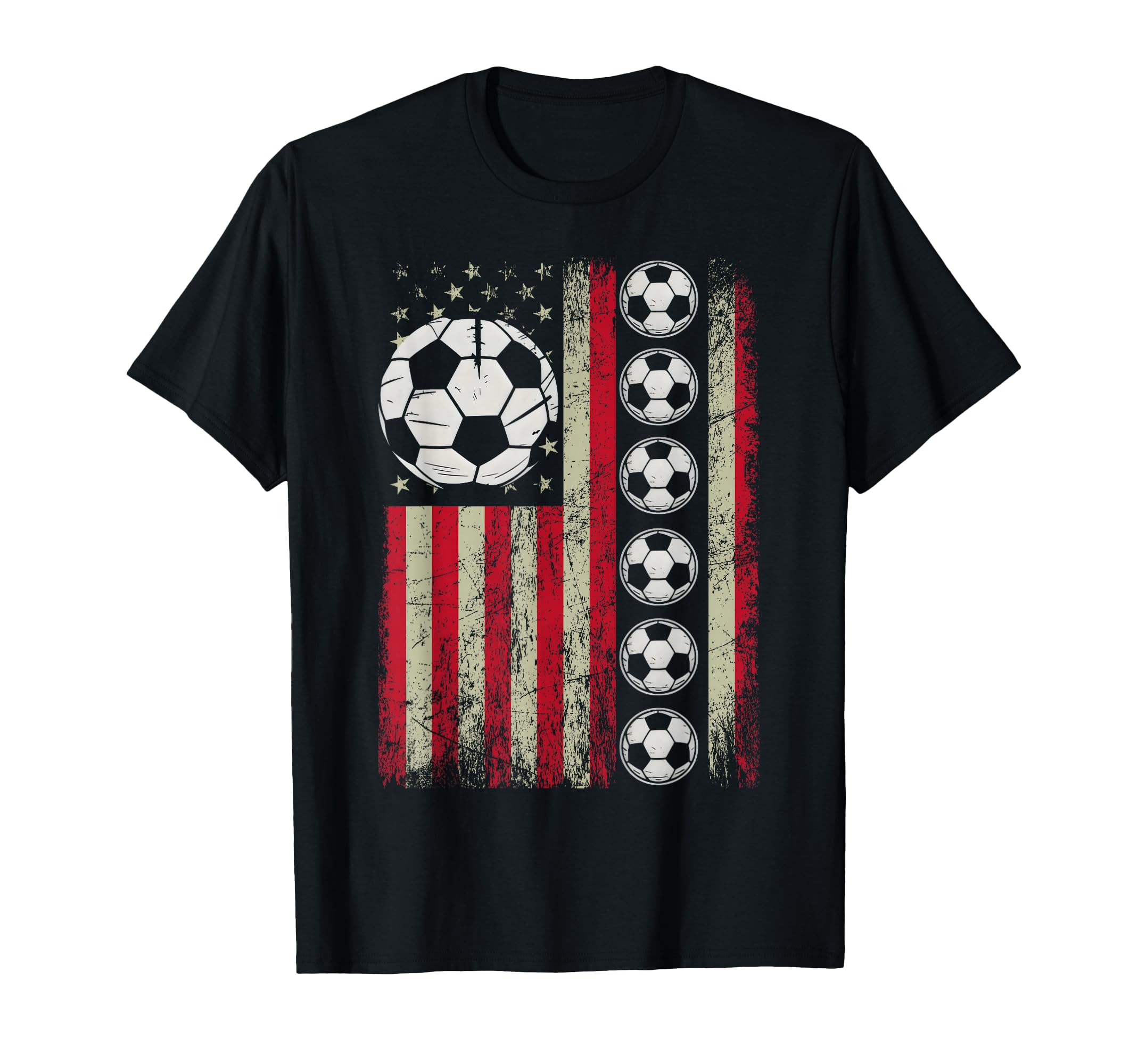 Distressed American Flag Soccer T-Shirt - Unique Graphic Men Women - T-Shirt, Sweatshirt, Hoodie