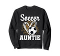 Soccer Auntie Leopard Heart Sweatshirt - Casual Everyday Wear Men Women - T-Shirt, Sweatshirt, Hoodie