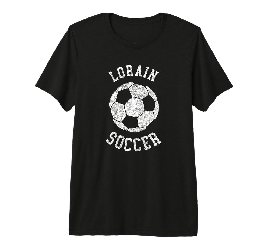 Lorain Soccer Distressed 90S Tri Blend T-Shirt - Graphic Print for Adults - T-Shirt, Sweatshirt, Hoodie