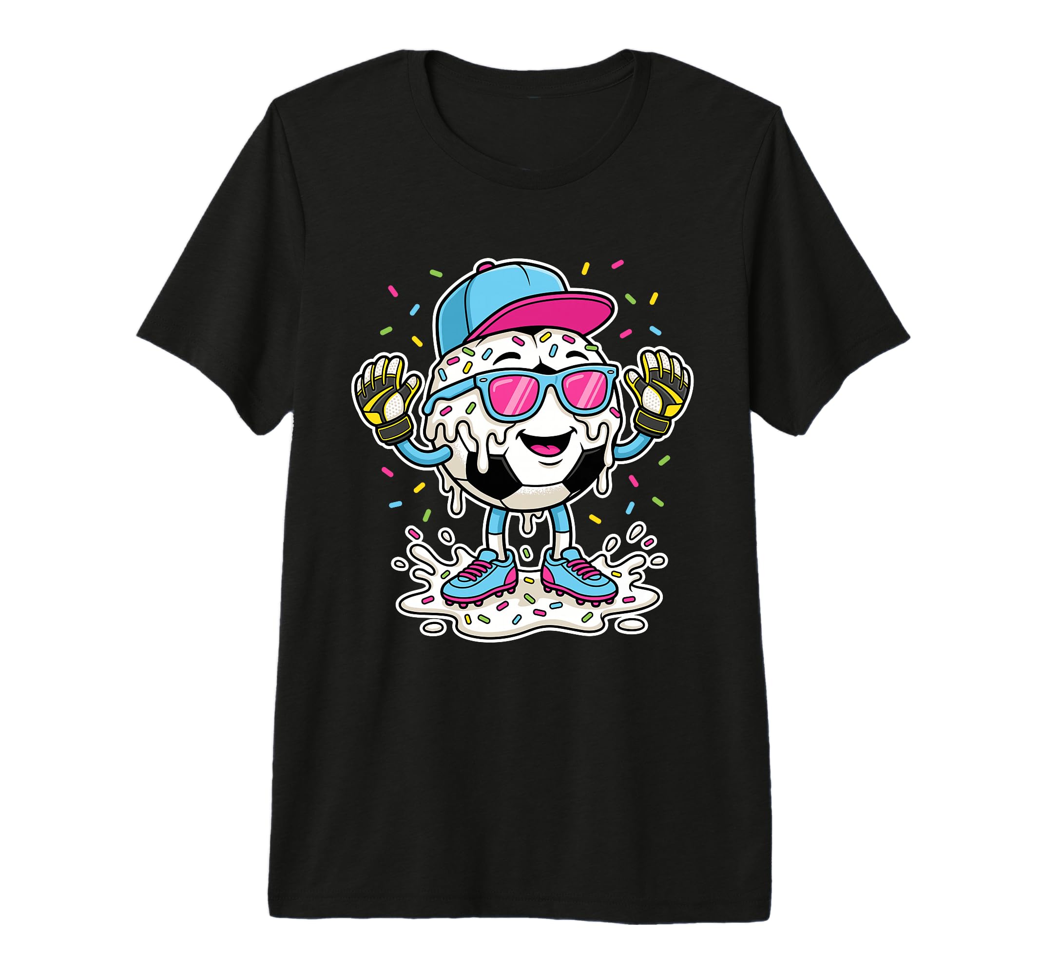 Soccer Ball Melting Ice Cream Drip T-Shirt - Novelty Apparel Men Women - T-Shirt, Sweatshirt, Hoodie