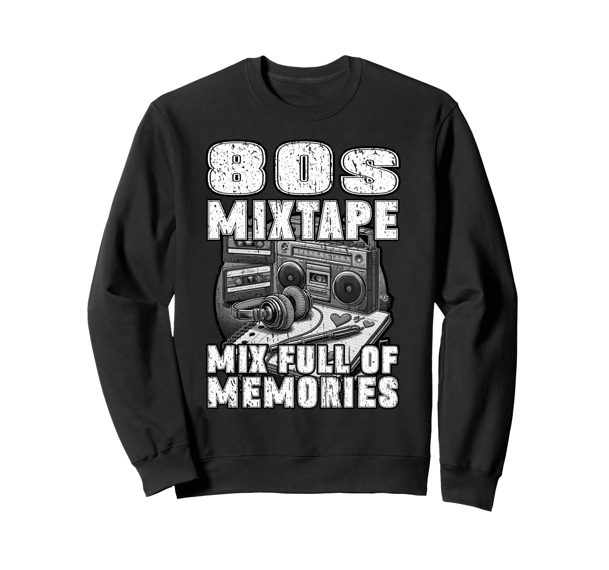 80S Mixtape Mix Full Memories Sweatshirt - Aesthetic Graphic for Adults - T-Shirt, Sweatshirt, Hoodie