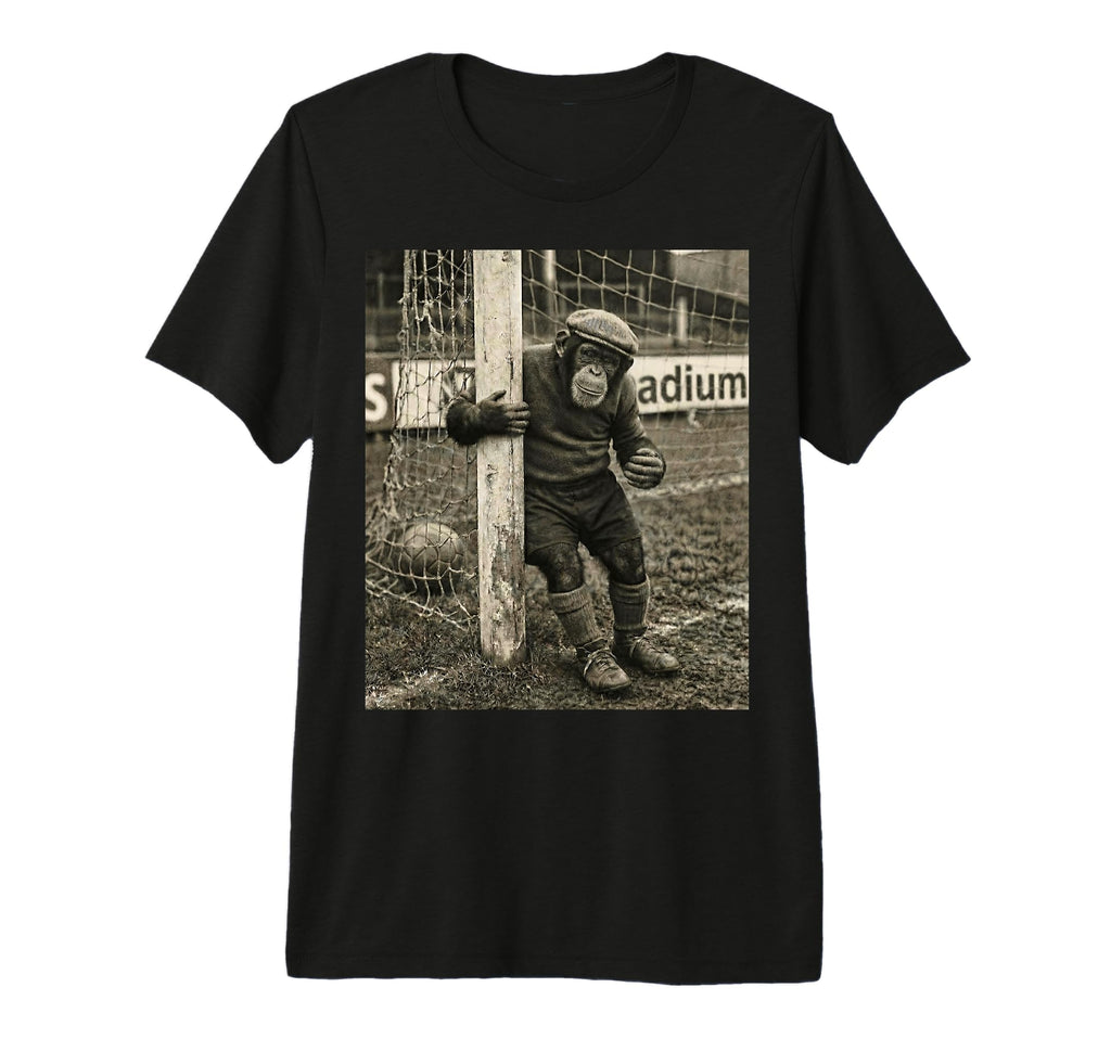 Chimp Player Goalpost Lazy Soccer Goalie T-Shirt - Novelty Apparel Unisex - T-Shirt, Sweatshirt, Hoodie