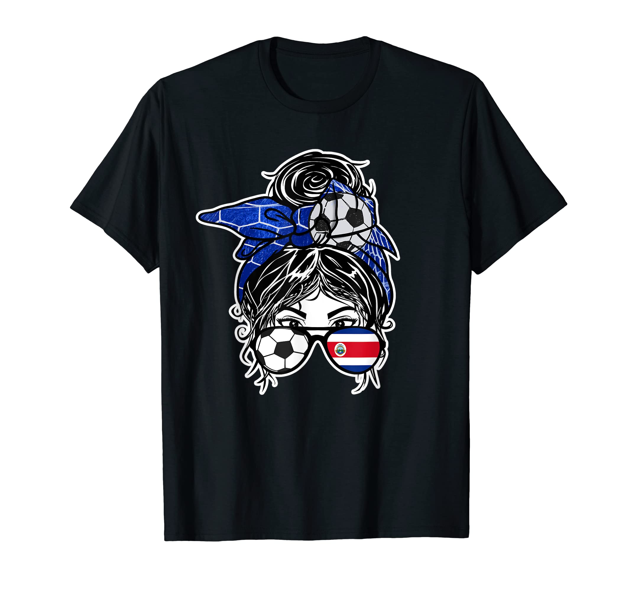Messy Bun Hair Costa Rican Soccer Costa T-Shirt - Unique Graphic Unisex - T-Shirt, Sweatshirt, Hoodie