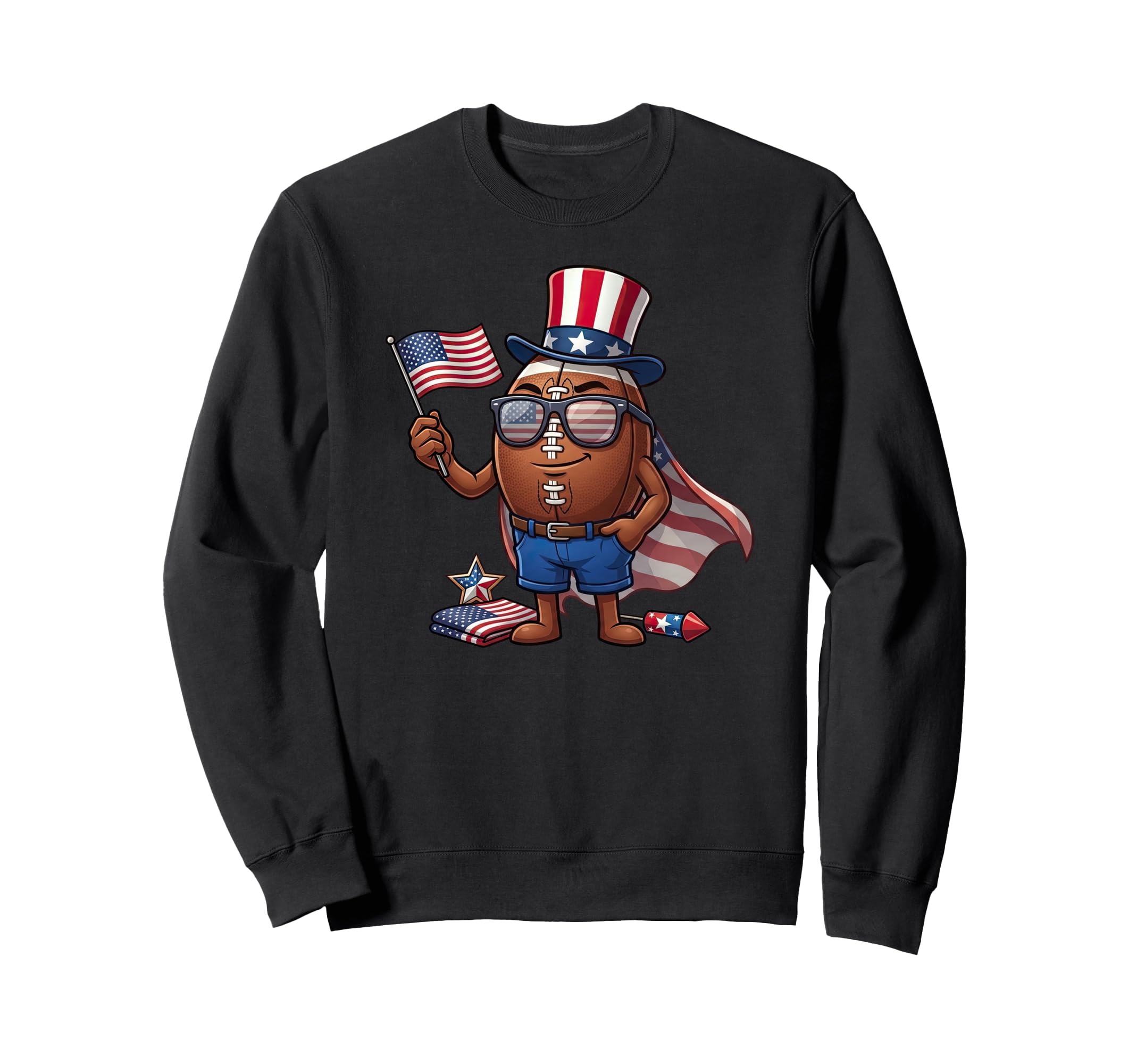 Funny Football American Usa Flag Sweatshirt - Minimalist Print Men Women - T-Shirt, Sweatshirt, Hoodie