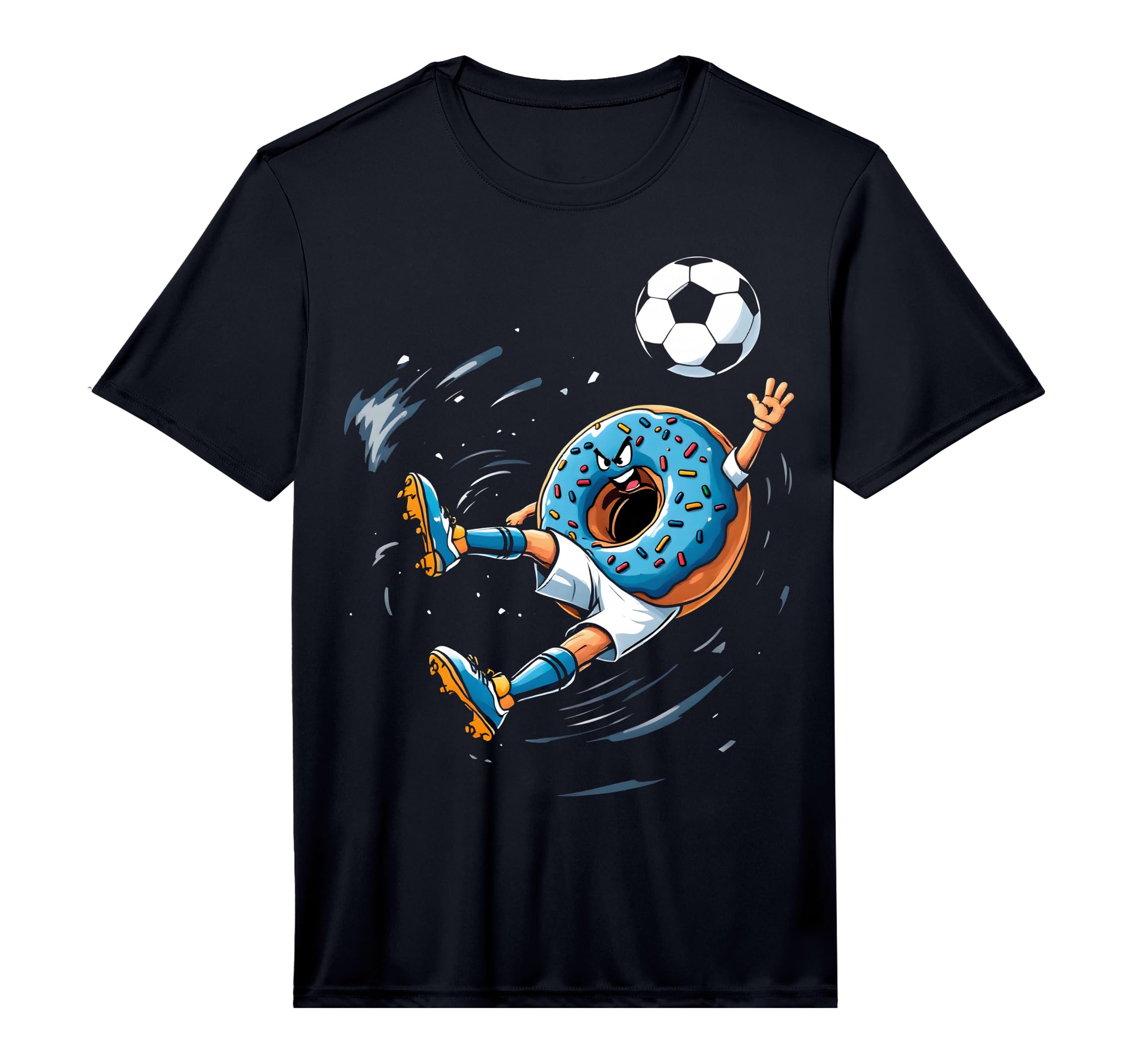 Funny Soccer Donut Performance T-Shirt - Fun Novelty Design for Adults - T-Shirt, Sweatshirt, Hoodie
