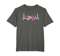 Great Britain Usa Heartbeat Flag T-Shirt - Novelty Apparel for Adults - T-Shirt, Sweatshirt, Hoodie