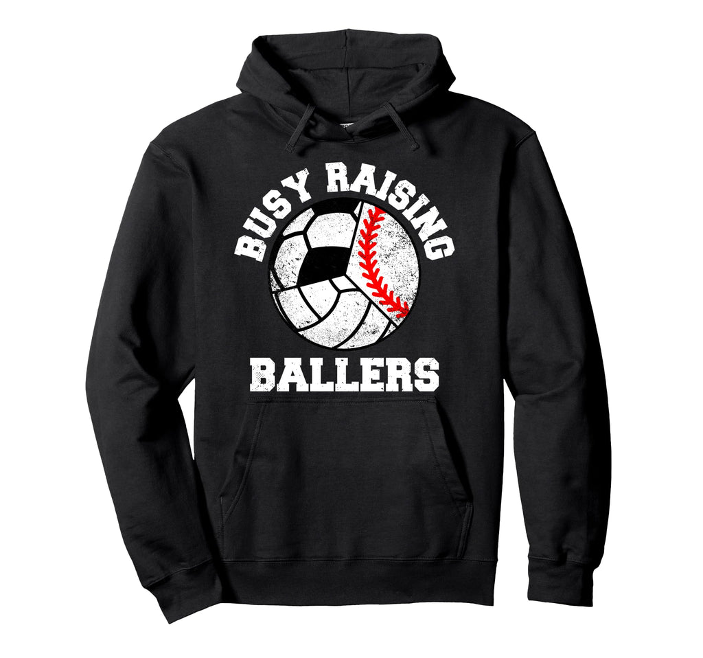 Busy Raising Ballers Funny Baseball Hoodie - Graphic Print Men Women - T-Shirt, Sweatshirt, Hoodie