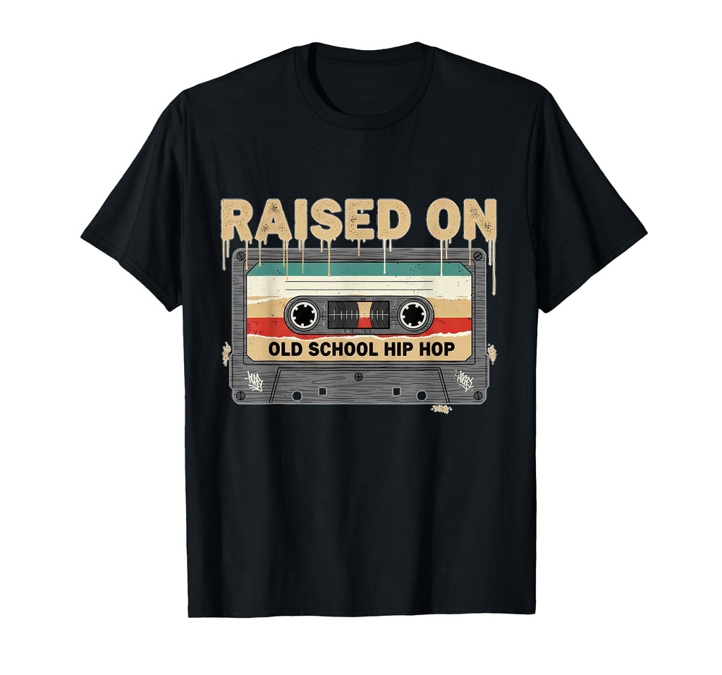 Raised Old School Hip Hop Cassette Music T-Shirt - Unique Graphic Men Women - T-Shirt, Sweatshirt, Hoodie