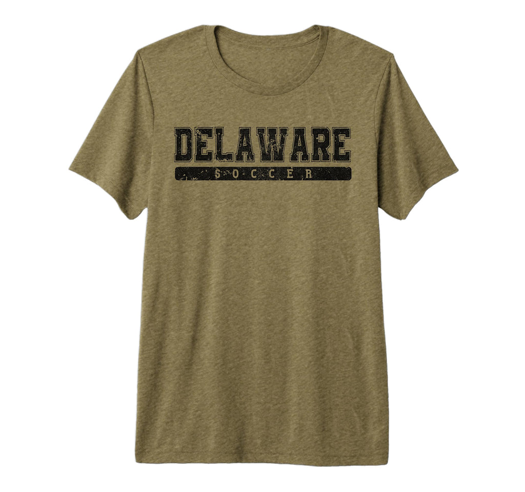Delaware Soccer Black Text Tri Blend T-Shirt - Aesthetic Graphic for Adults - T-Shirt, Sweatshirt, Hoodie