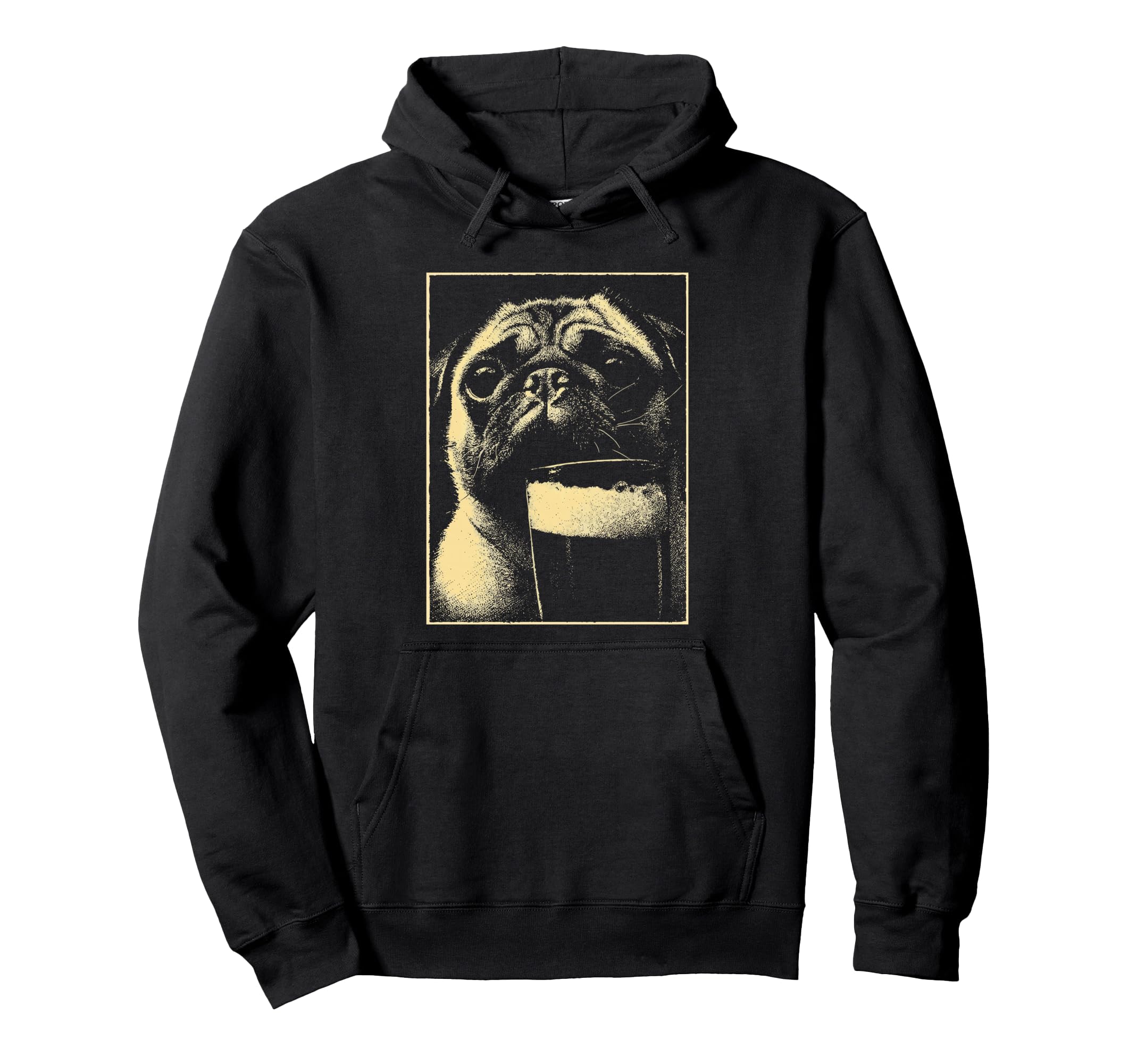 St Patricks Day Pug Beer Dog Drinking 90S Hoodie - Trendy Graphic Unisex - T-Shirt, Sweatshirt, Hoodie