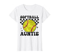 Softball Auntie Checkered Funny Softball T-Shirt - Custom Art Print Unisex - T-Shirt, Sweatshirt, Hoodie